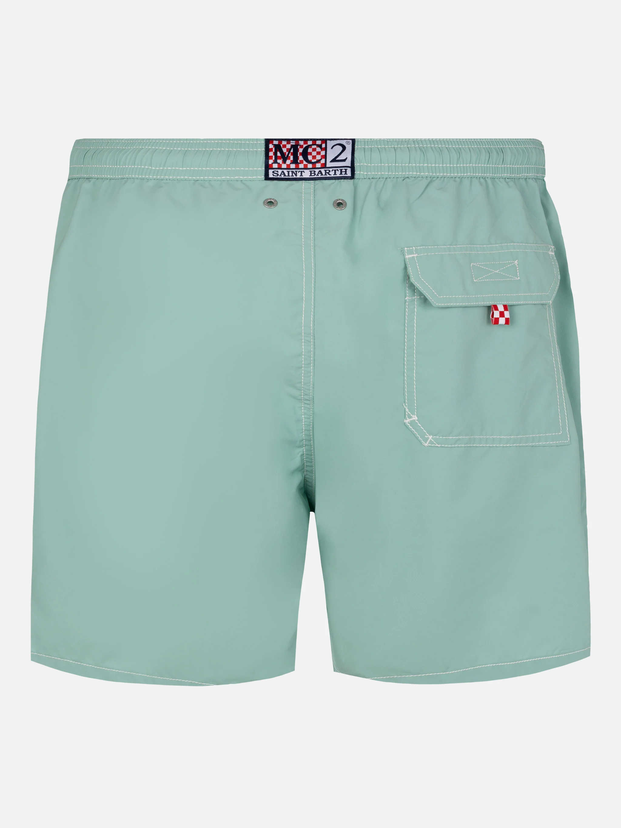 Sage green mid-length classic light swim shorts Patmos - Image 2