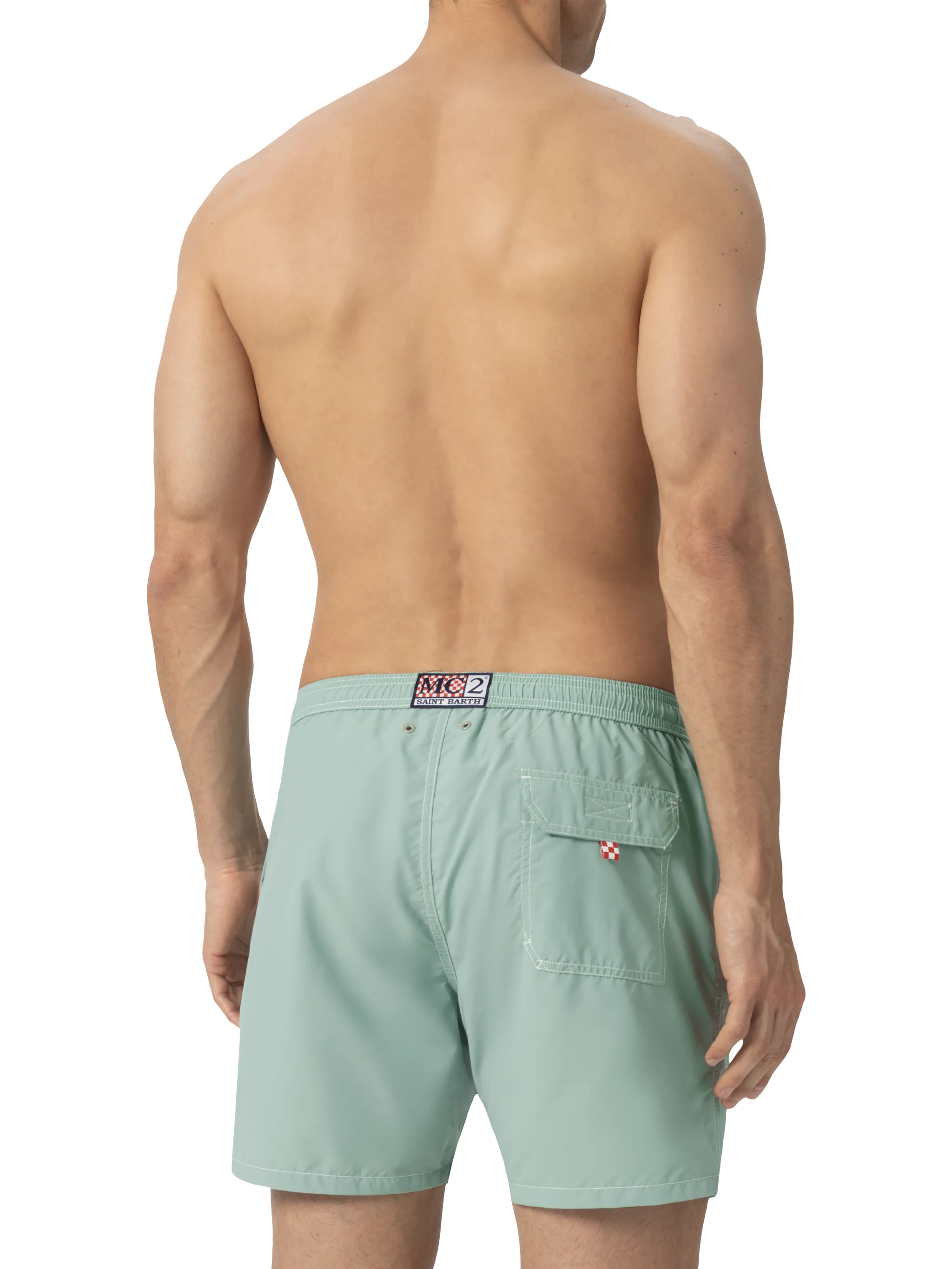 Sage green mid-length classic light swim shorts Patmos - Image 4