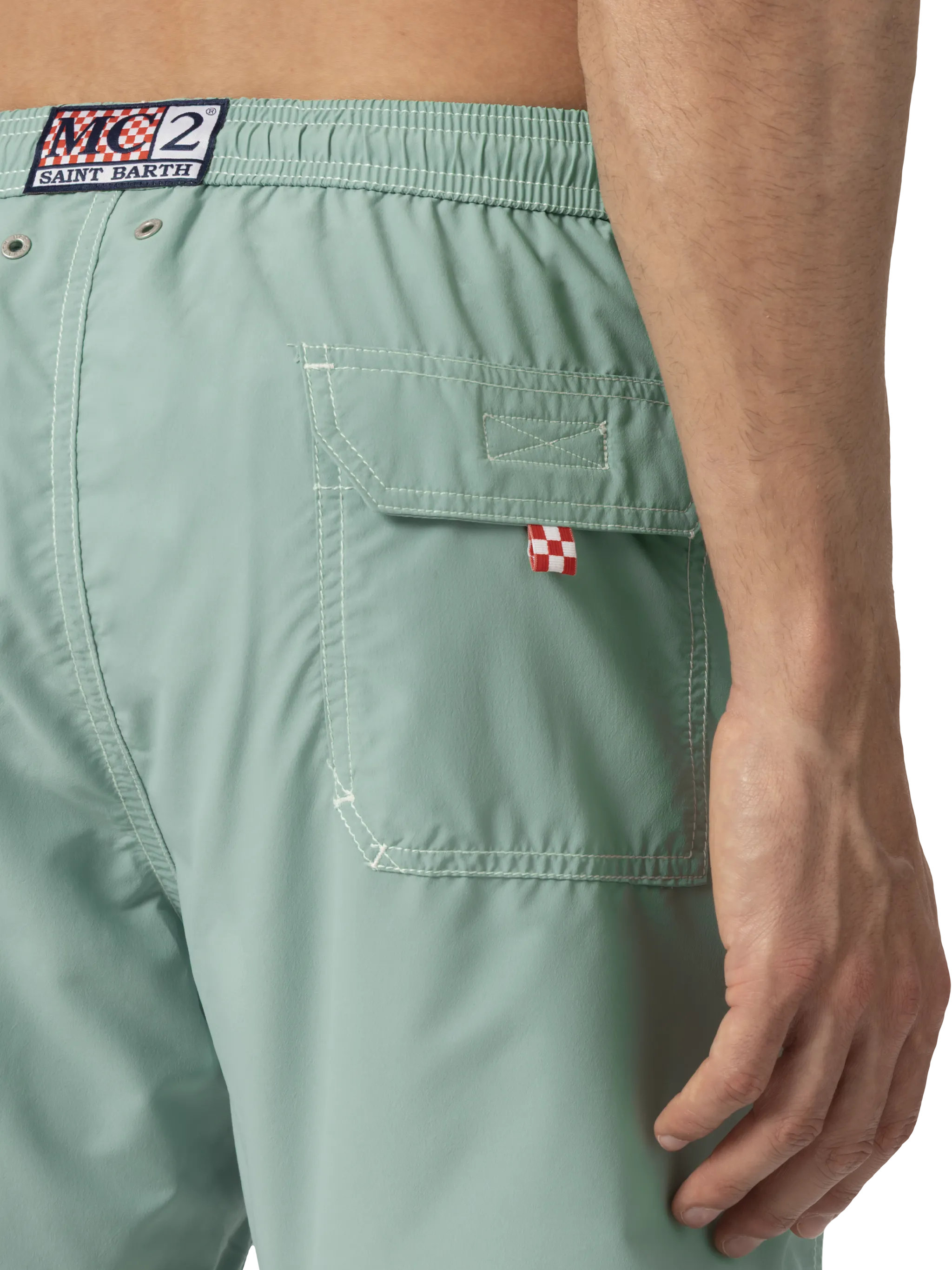 Sage green mid-length classic light swim shorts Patmos - Image 6