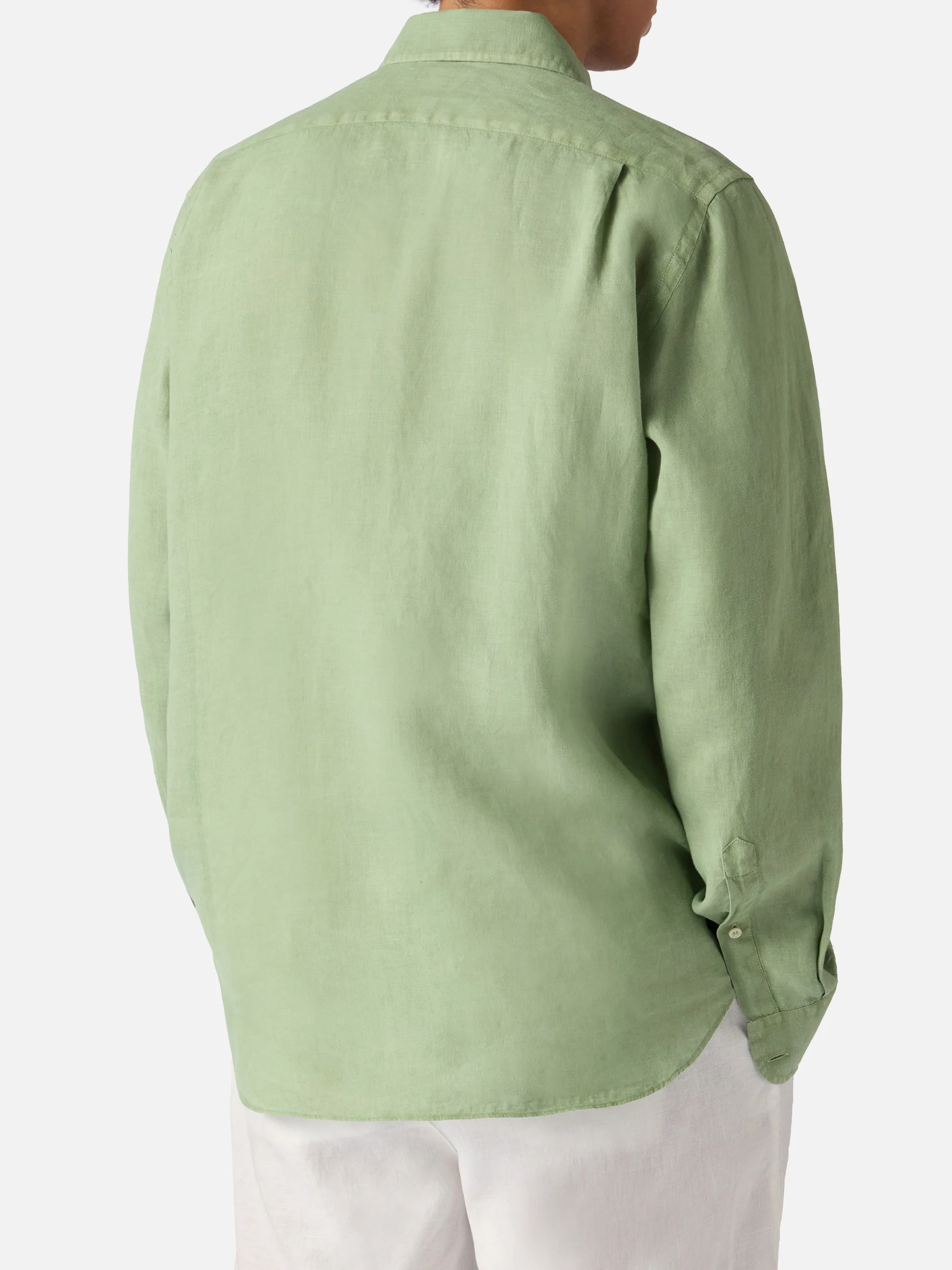 Sage green Raphael shirt in pure linen - Image 3