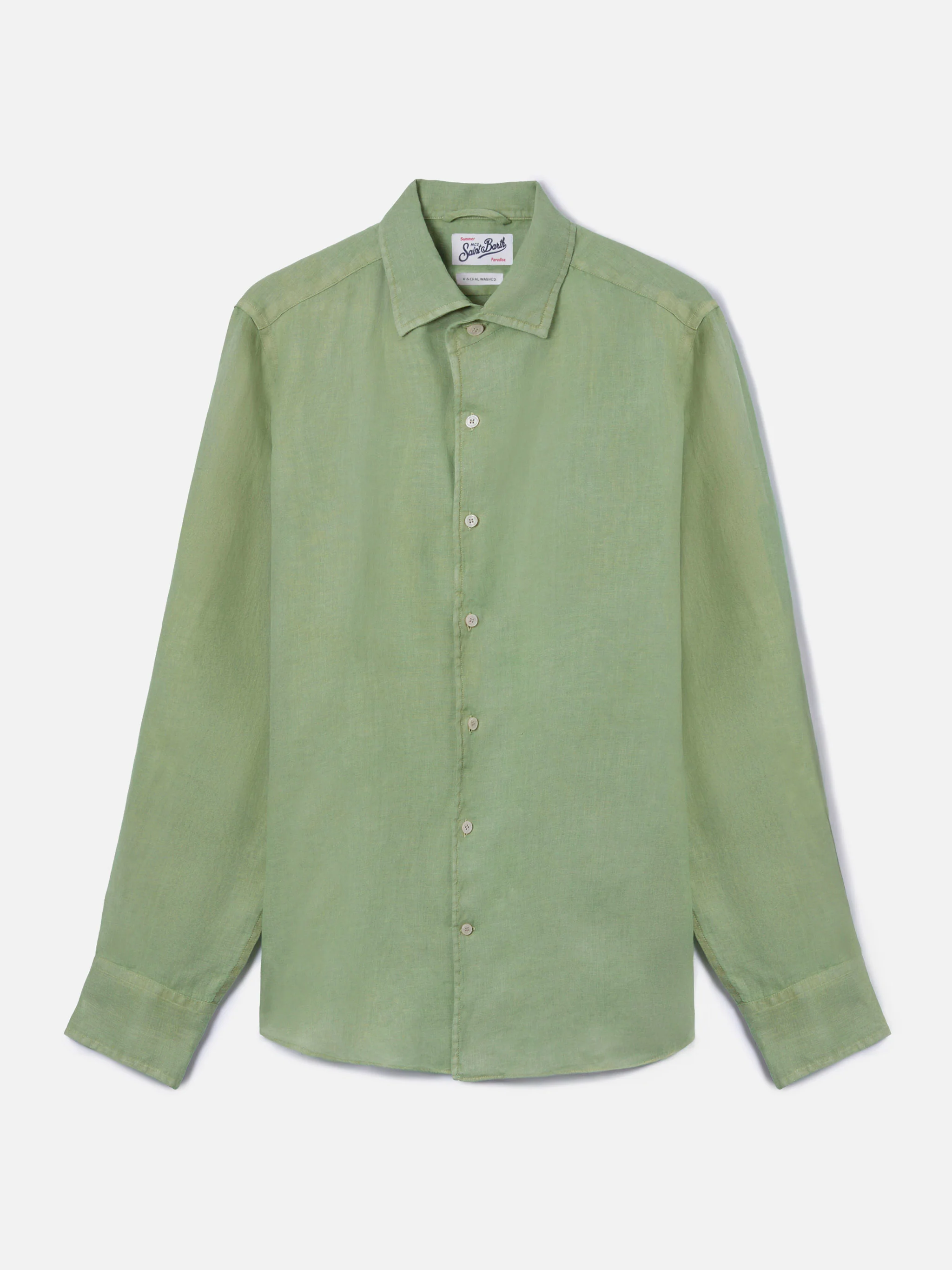 Sage green Raphael shirt in pure linen - Image 4