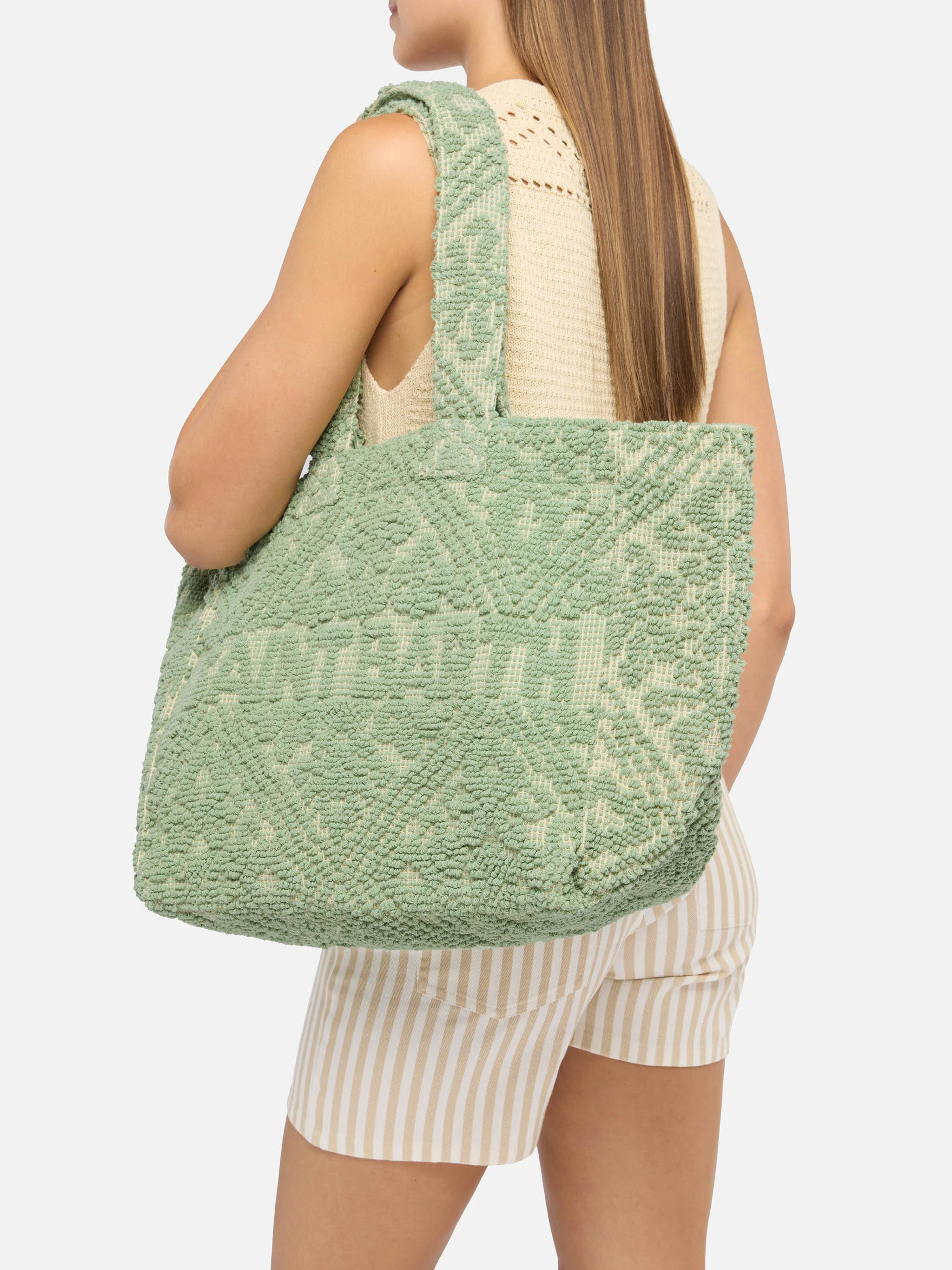 Sage green Tufting  cotton tote bag - Image 2
