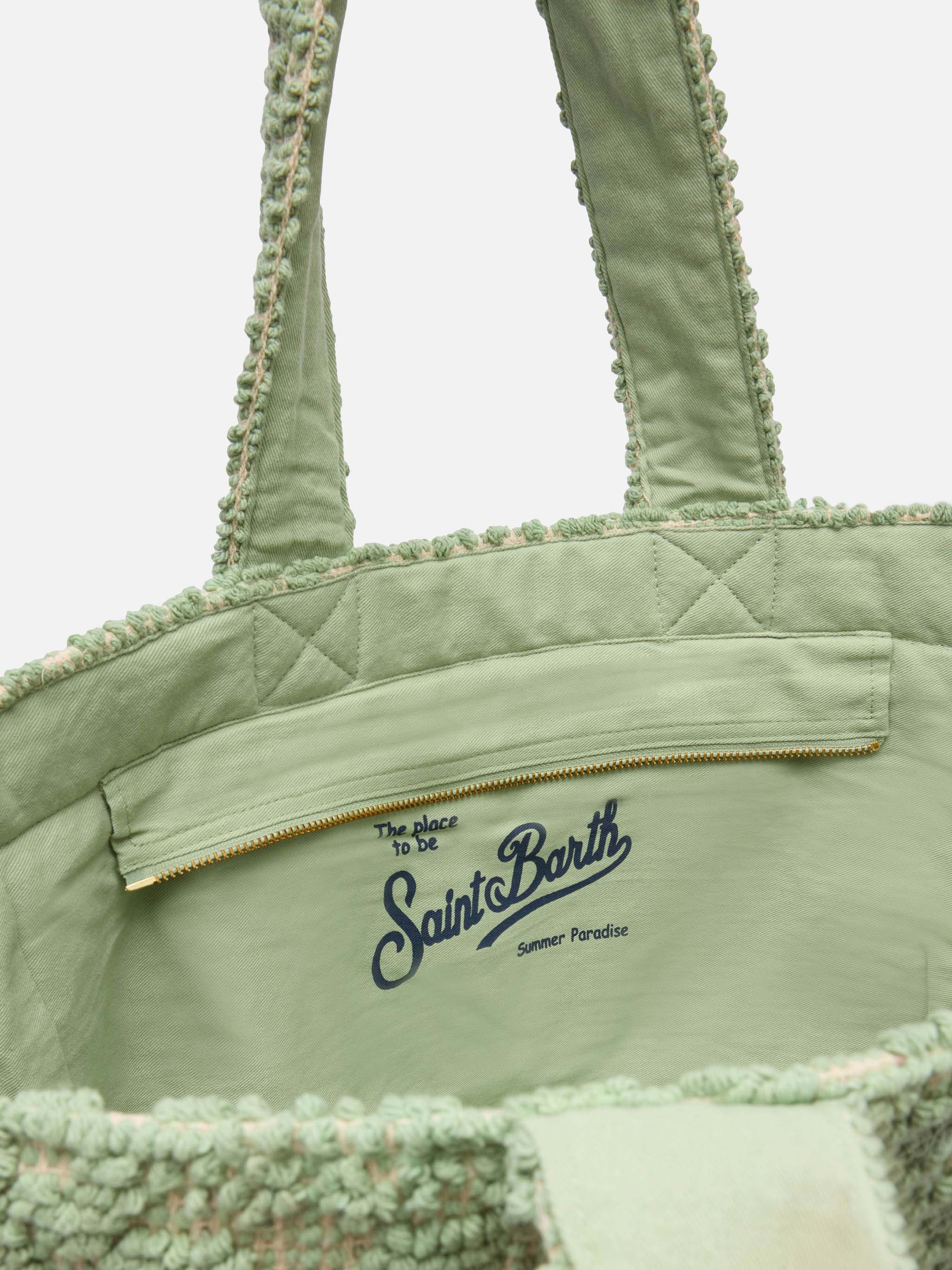 Sage green Tufting  cotton tote bag - Image 4