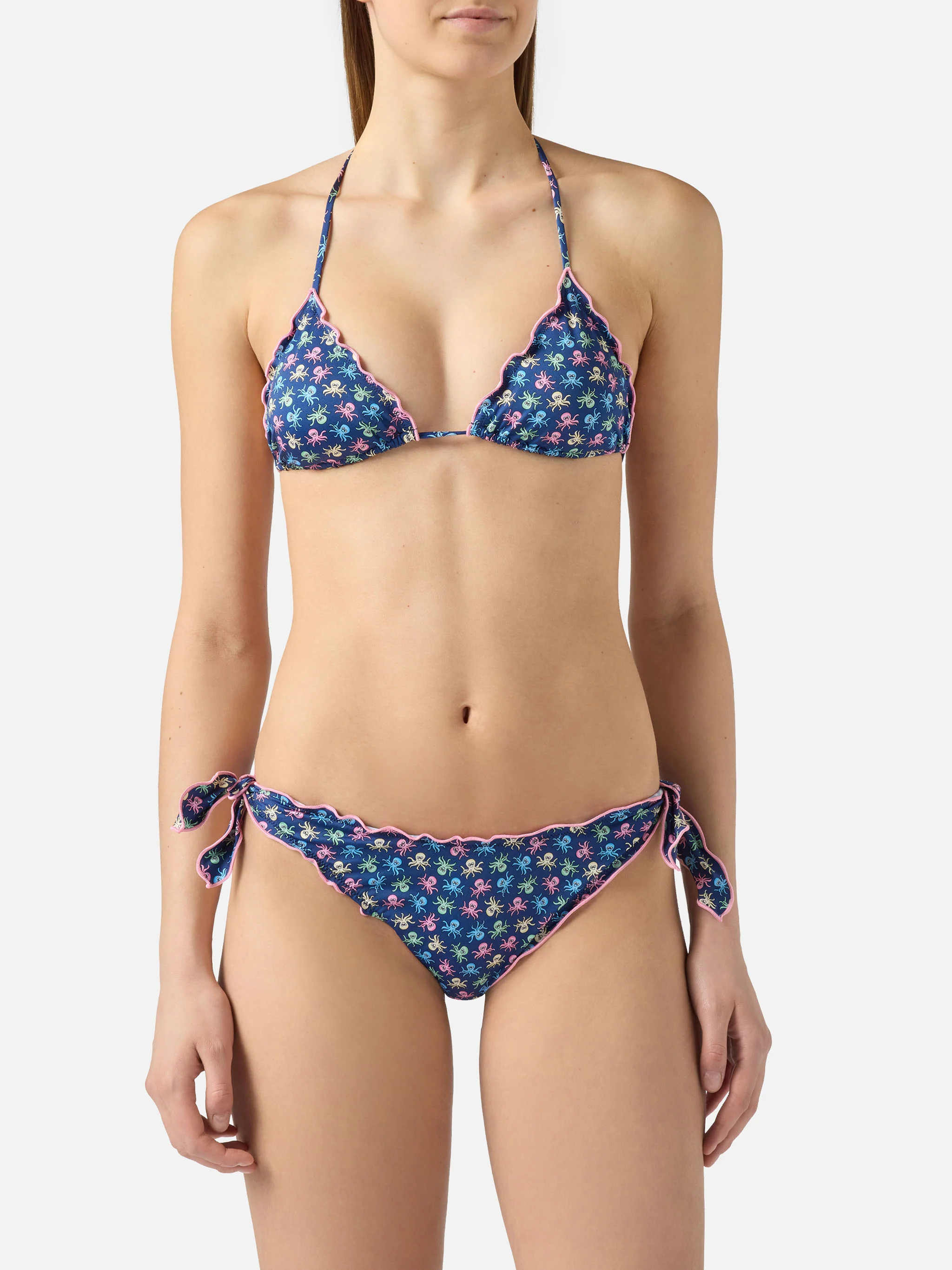 Bikini Sarius triangle in blue with all-over octopus print - Image 2
