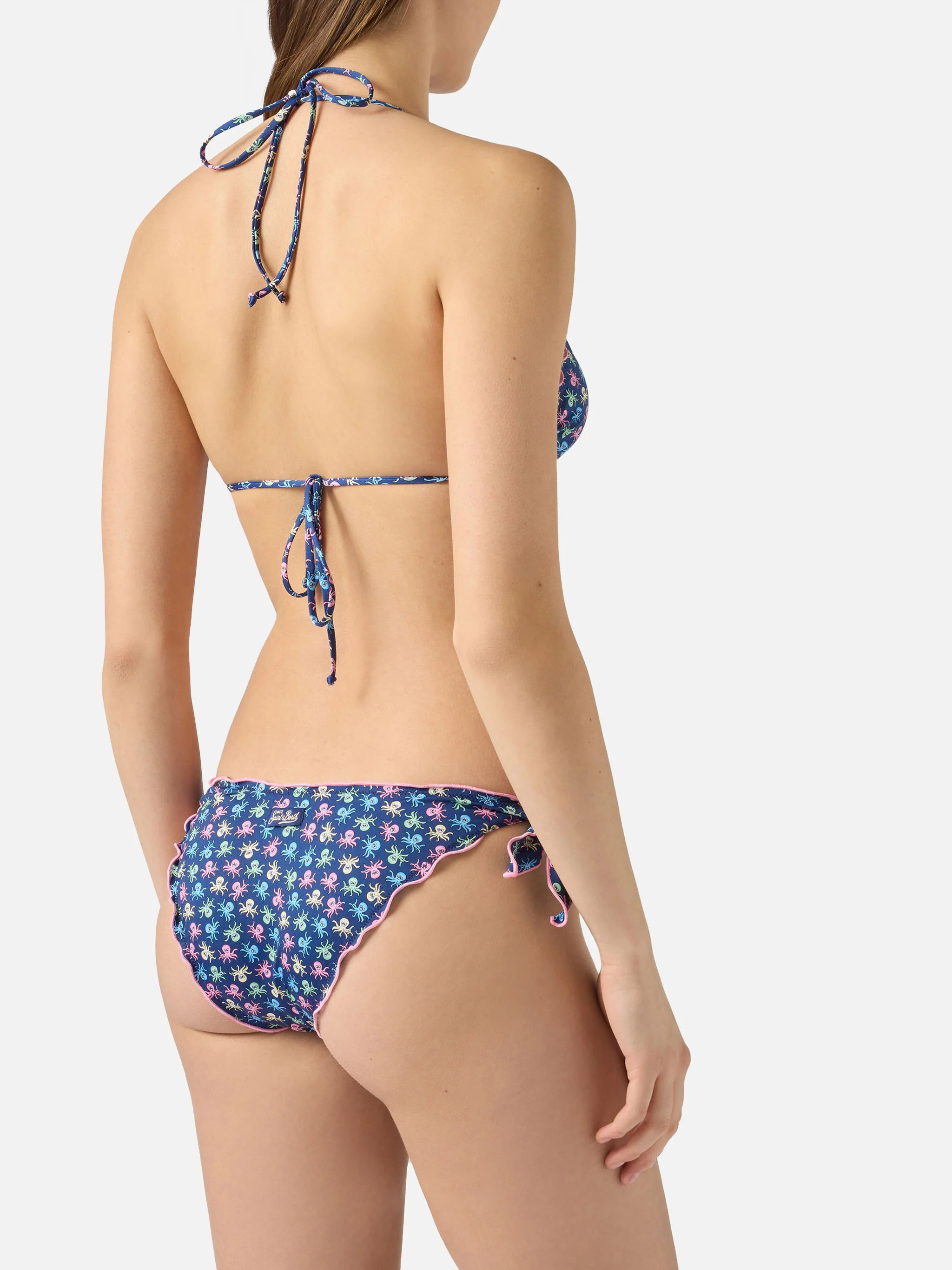 Bikini Sarius triangle in blue with all-over octopus print - Image 3