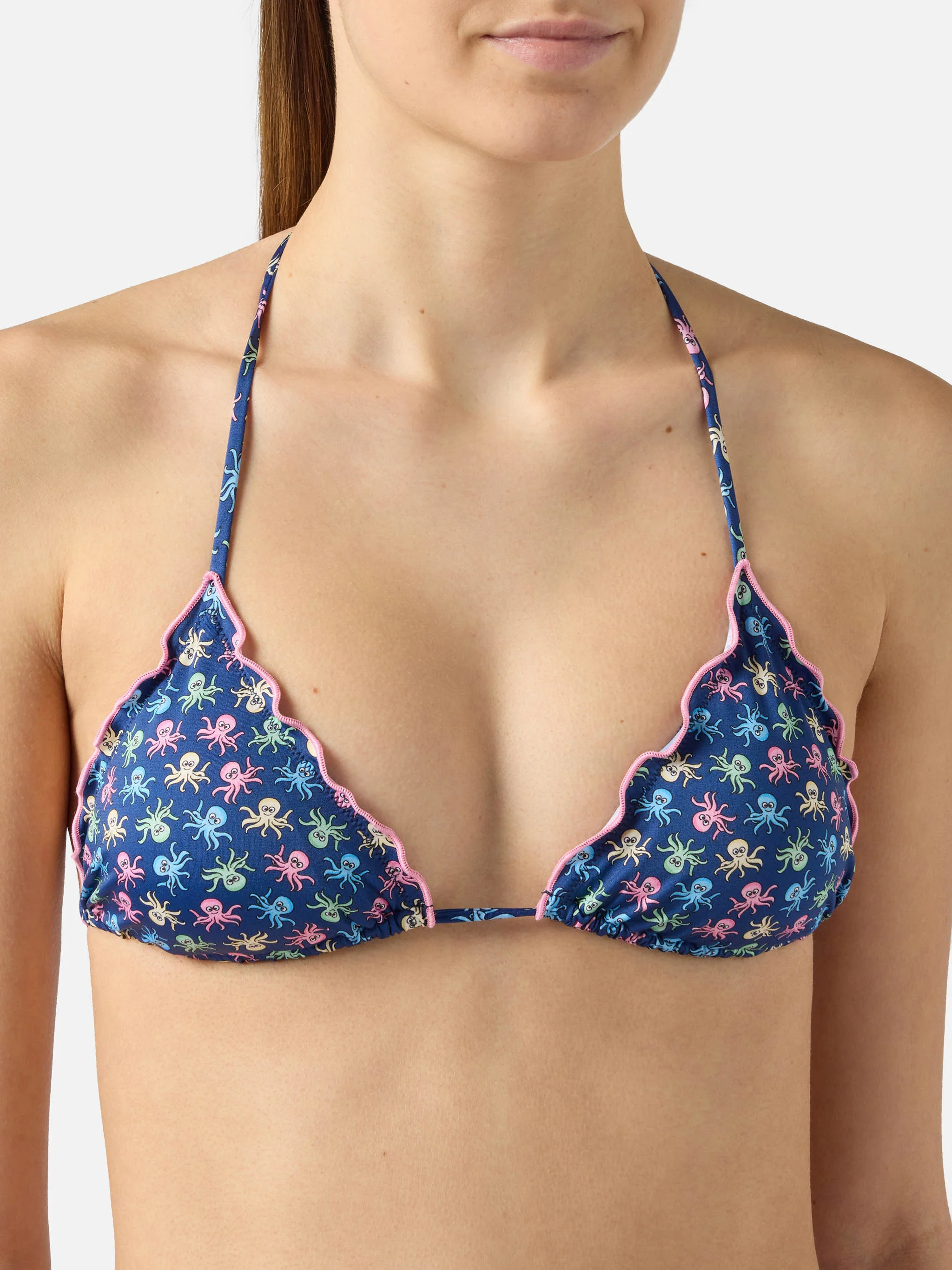 Bikini Sarius triangle in blue with all-over octopus print - Image 4