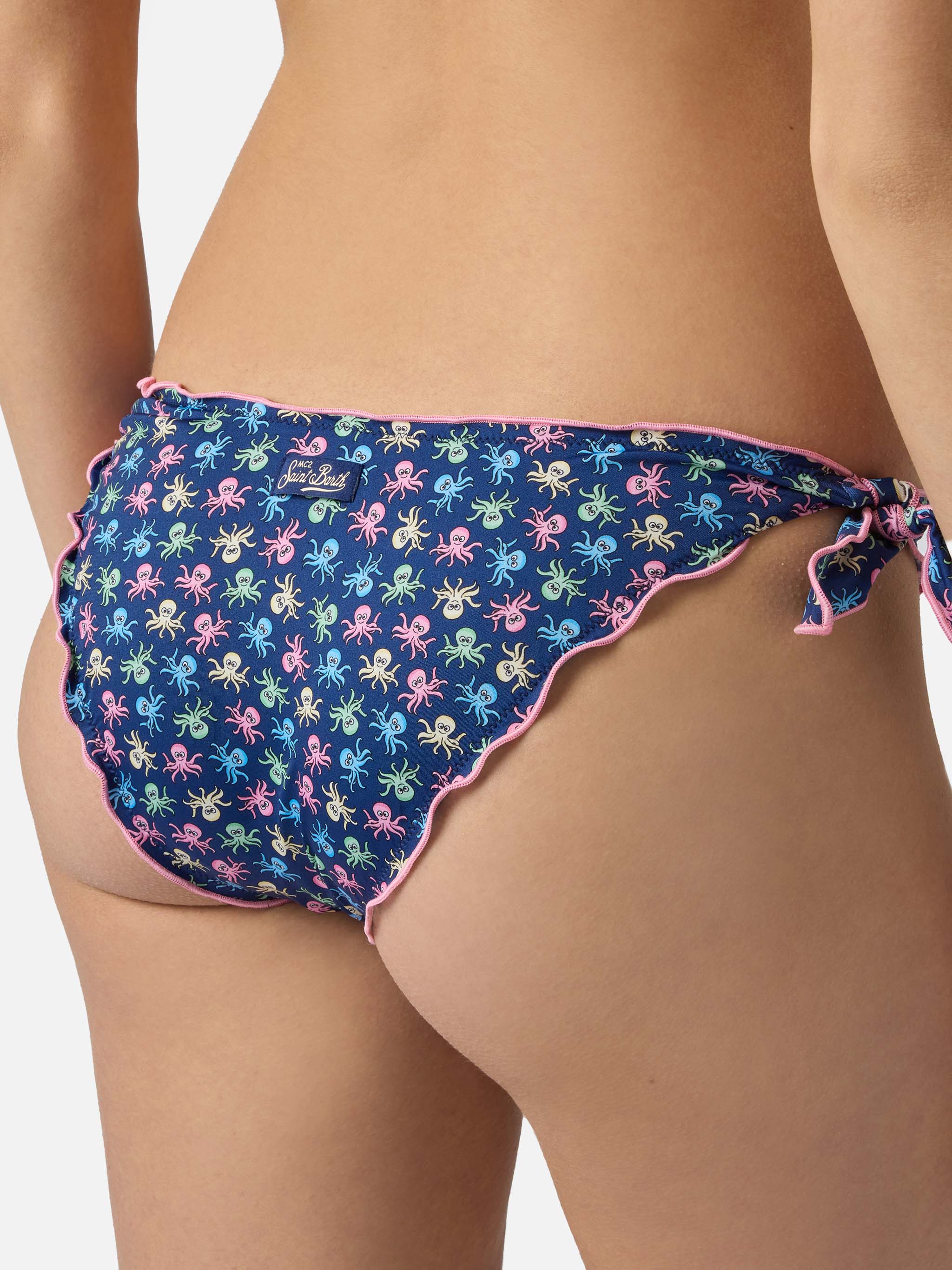 Bikini Sarius triangle in blue with all-over octopus print - Image 5