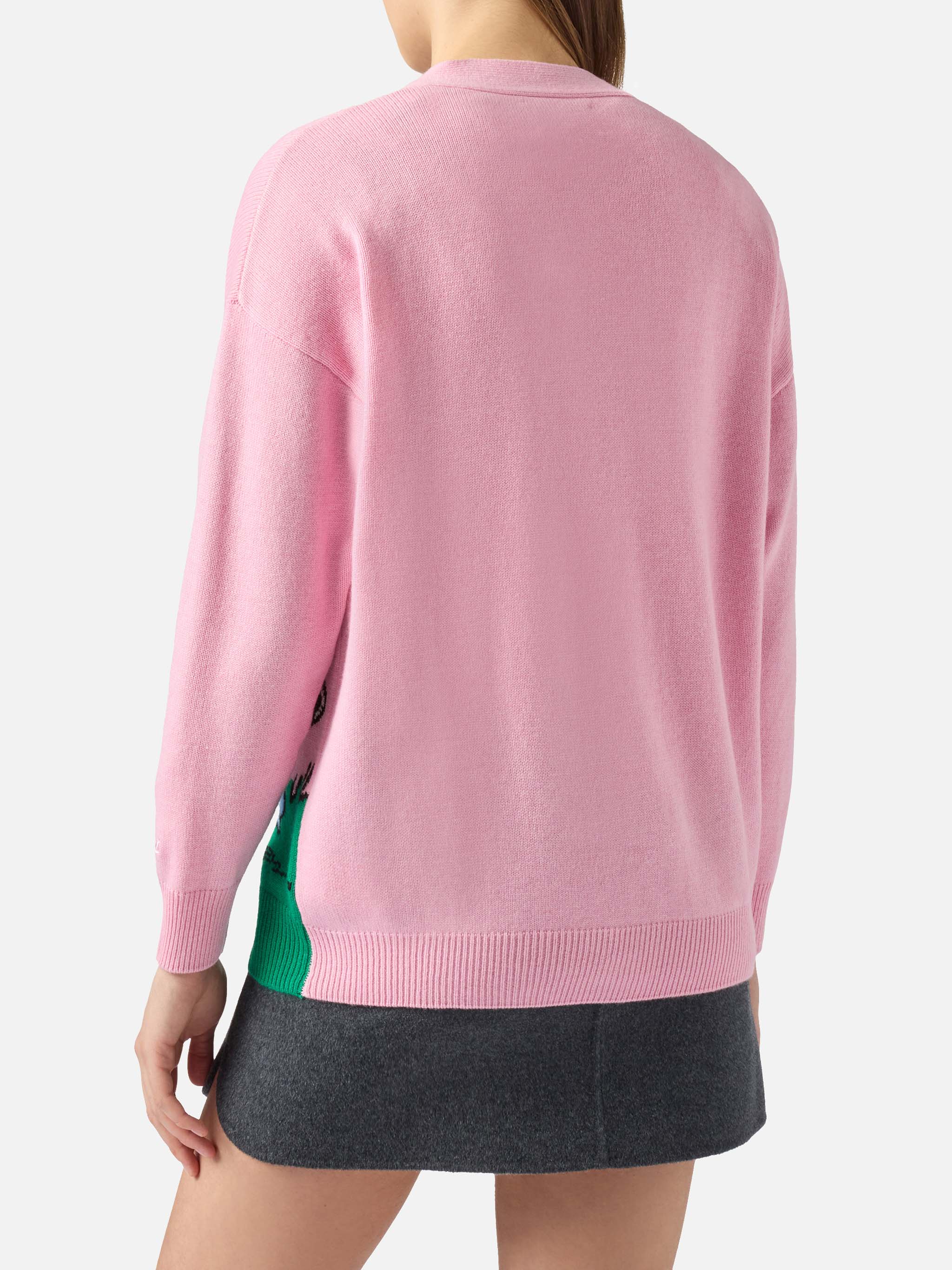 Sasi cashmere-blend cardigan in pink with Snoopy jacquard | PEANUTS SPECIAL EDITION - Image 3