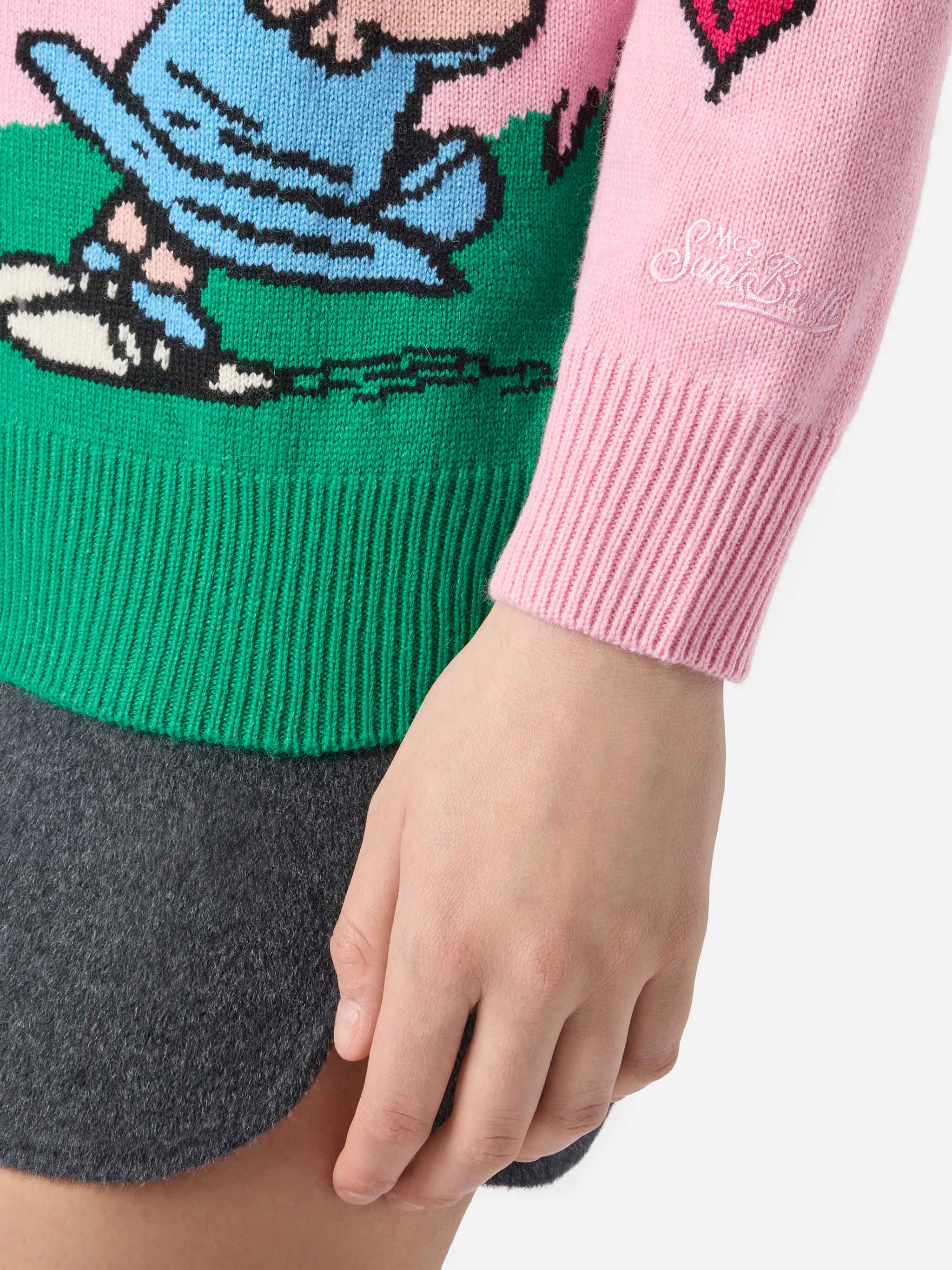 Sasi cashmere-blend cardigan in pink with Snoopy jacquard | PEANUTS SPECIAL EDITION - Image 4