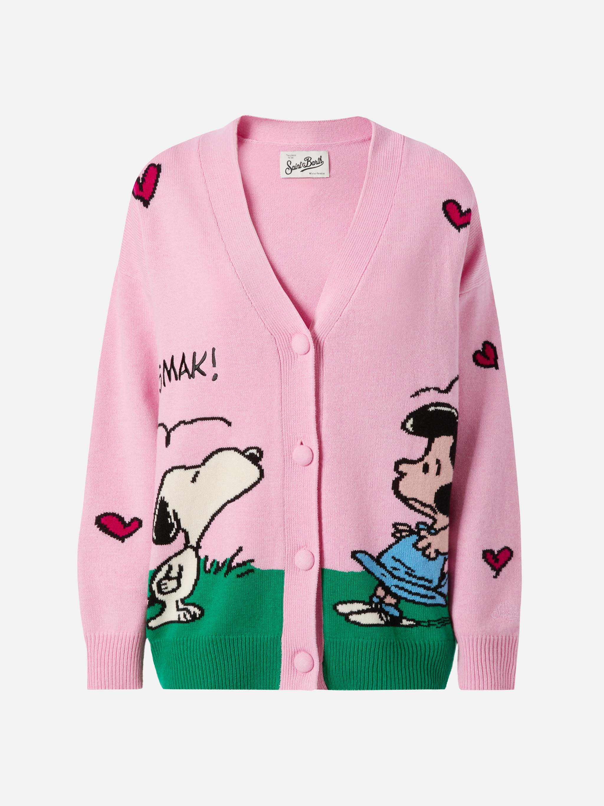 Sasi cashmere-blend cardigan in pink with Snoopy jacquard | PEANUTS SPECIAL EDITION - Image 5