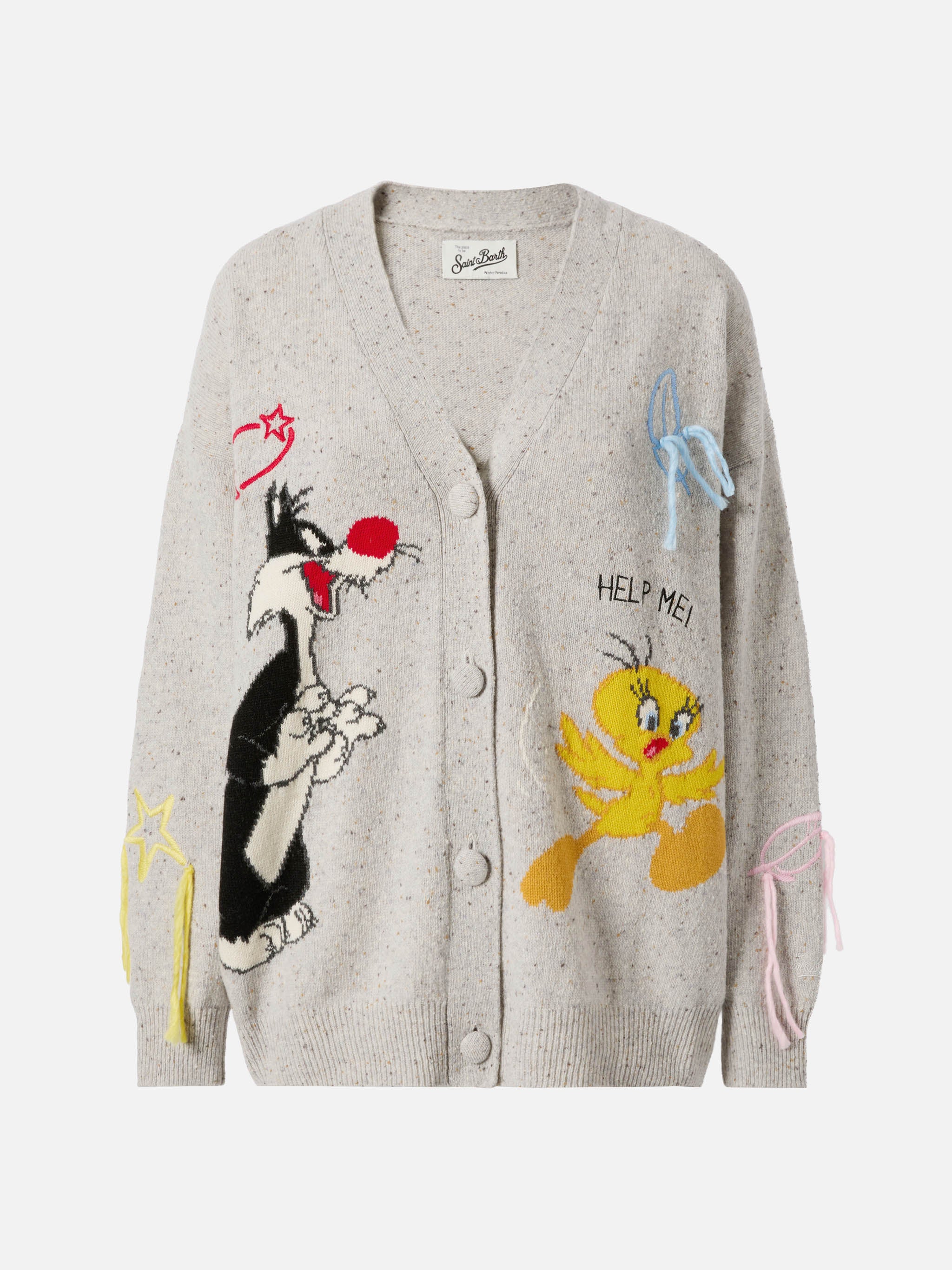 Sasi Donegal-wool blend cardigan with Titti e Silvestro jacquard | WARNER BROS. SPECIAL EDITION - Image 5