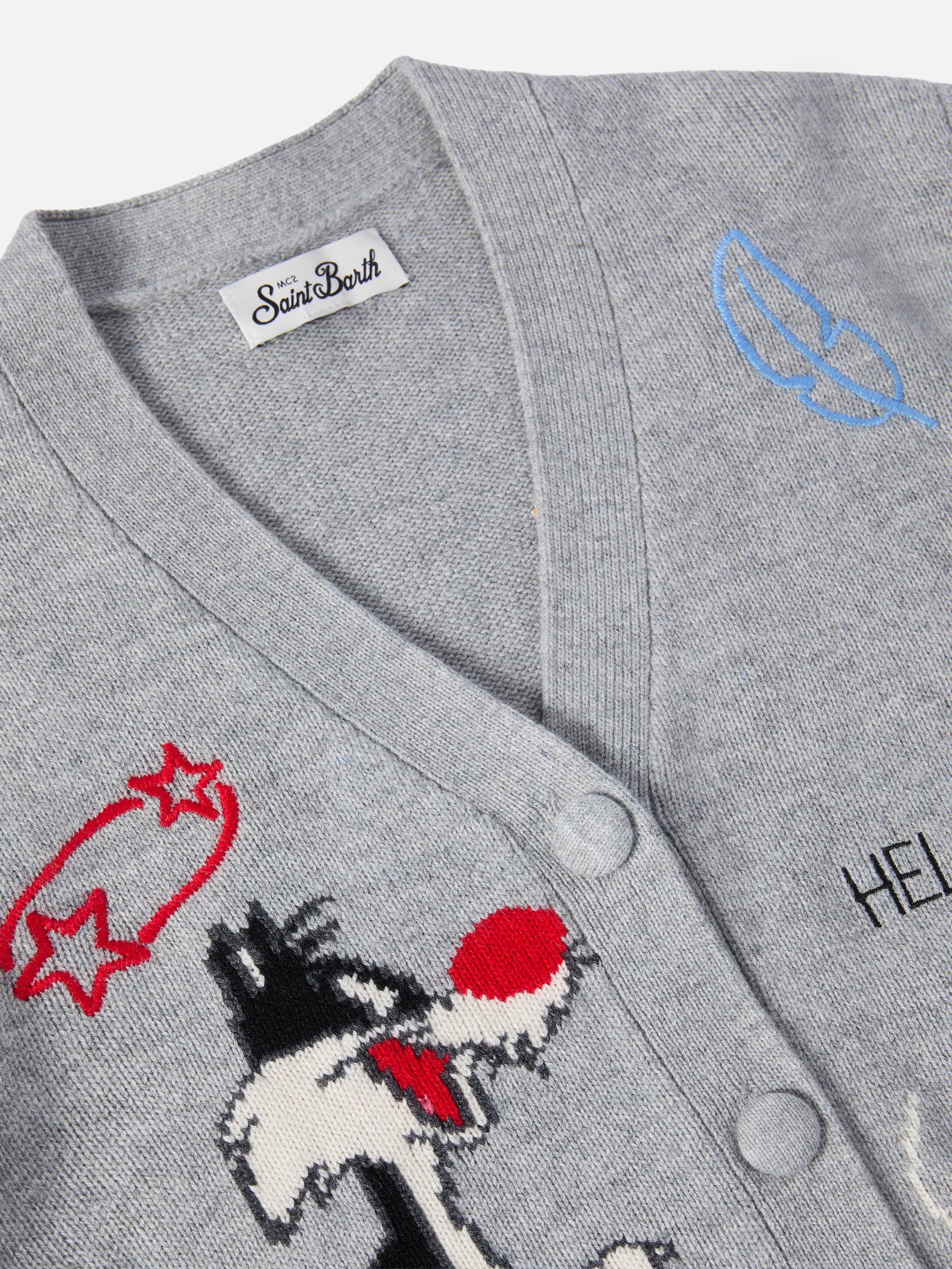Sasi Jr cashmere-blend V-neck cardigan with Tweety and Sylvester jacquard | WARNER BROS SPECIAL EDITION - Image 2