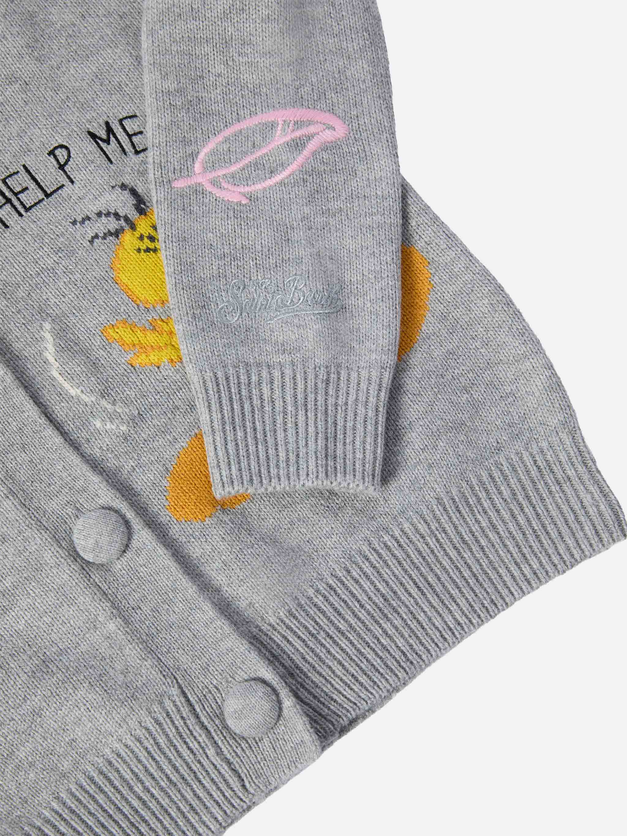 Sasi Jr cashmere-blend V-neck cardigan with Tweety and Sylvester jacquard | WARNER BROS SPECIAL EDITION - Image 4