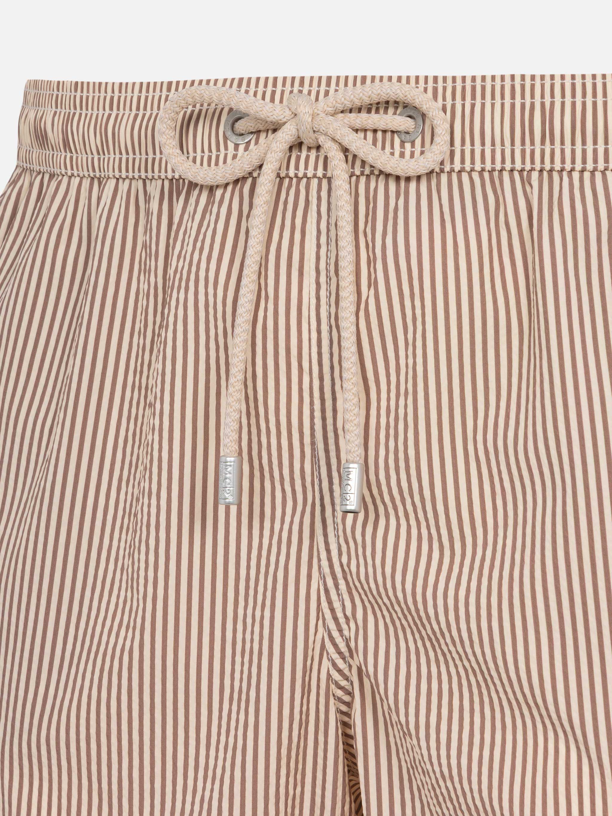 Seersucker beige striped classic light swim shorts Patmos - Image 4