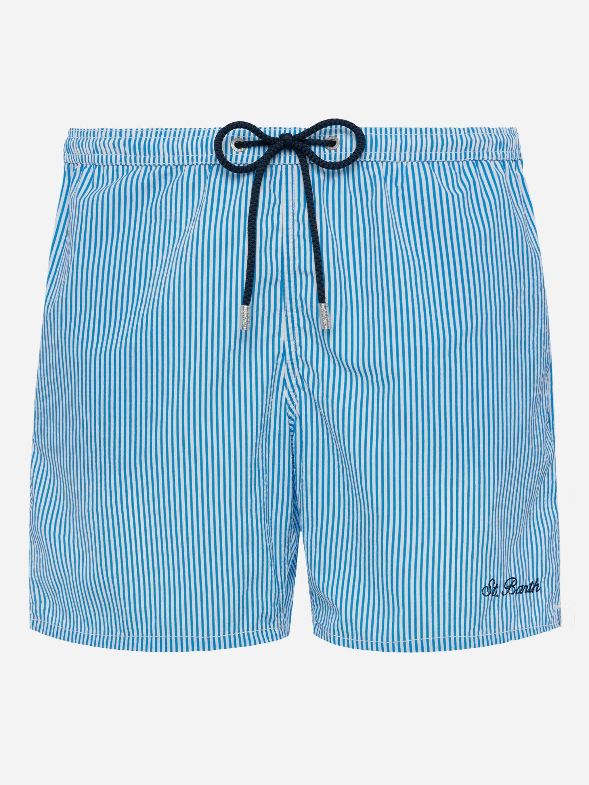 Seersucker bluette striped classic light swim shorts Patmos