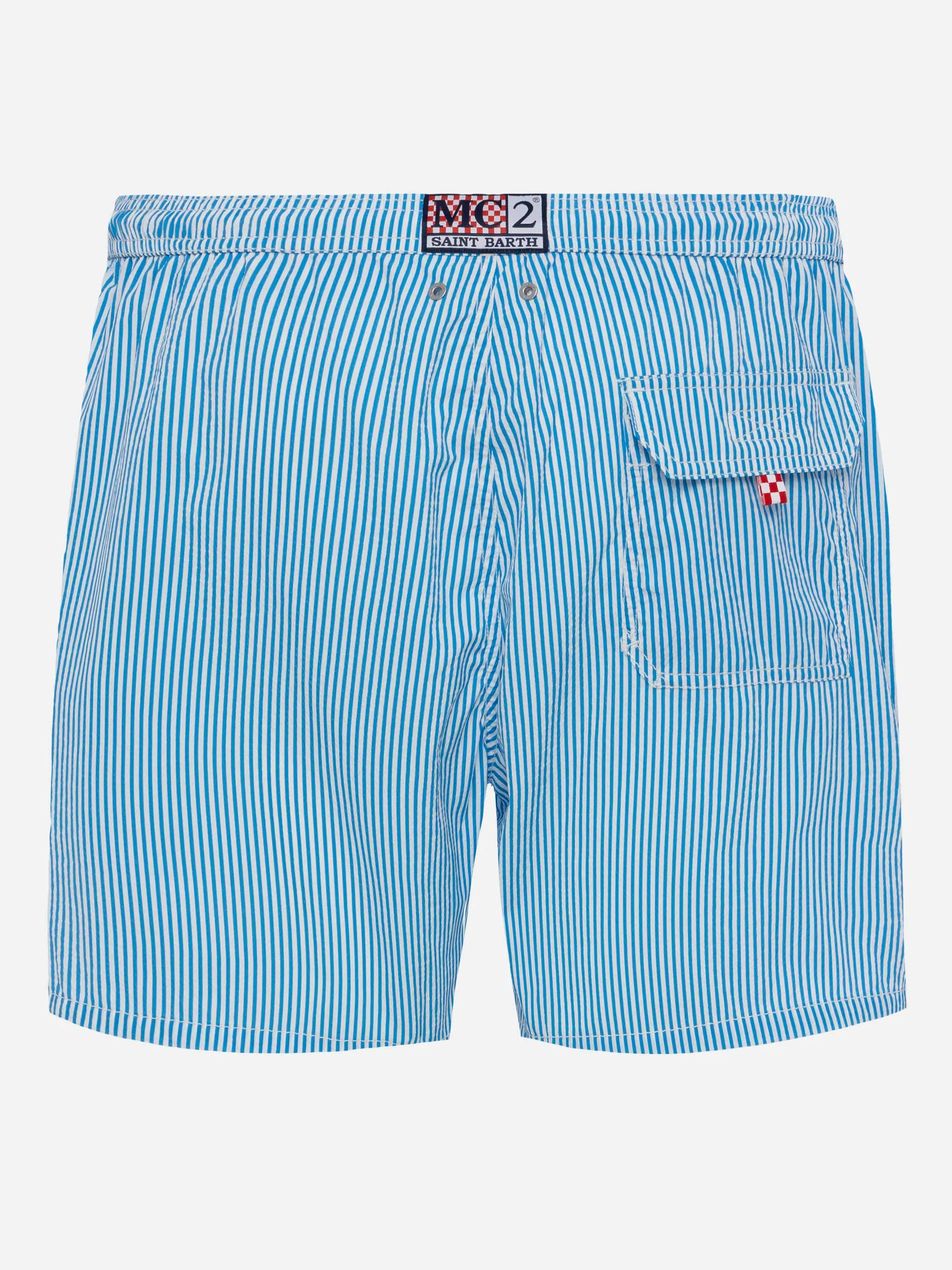 Seersucker bluette striped classic light swim shorts Patmos - Image 2