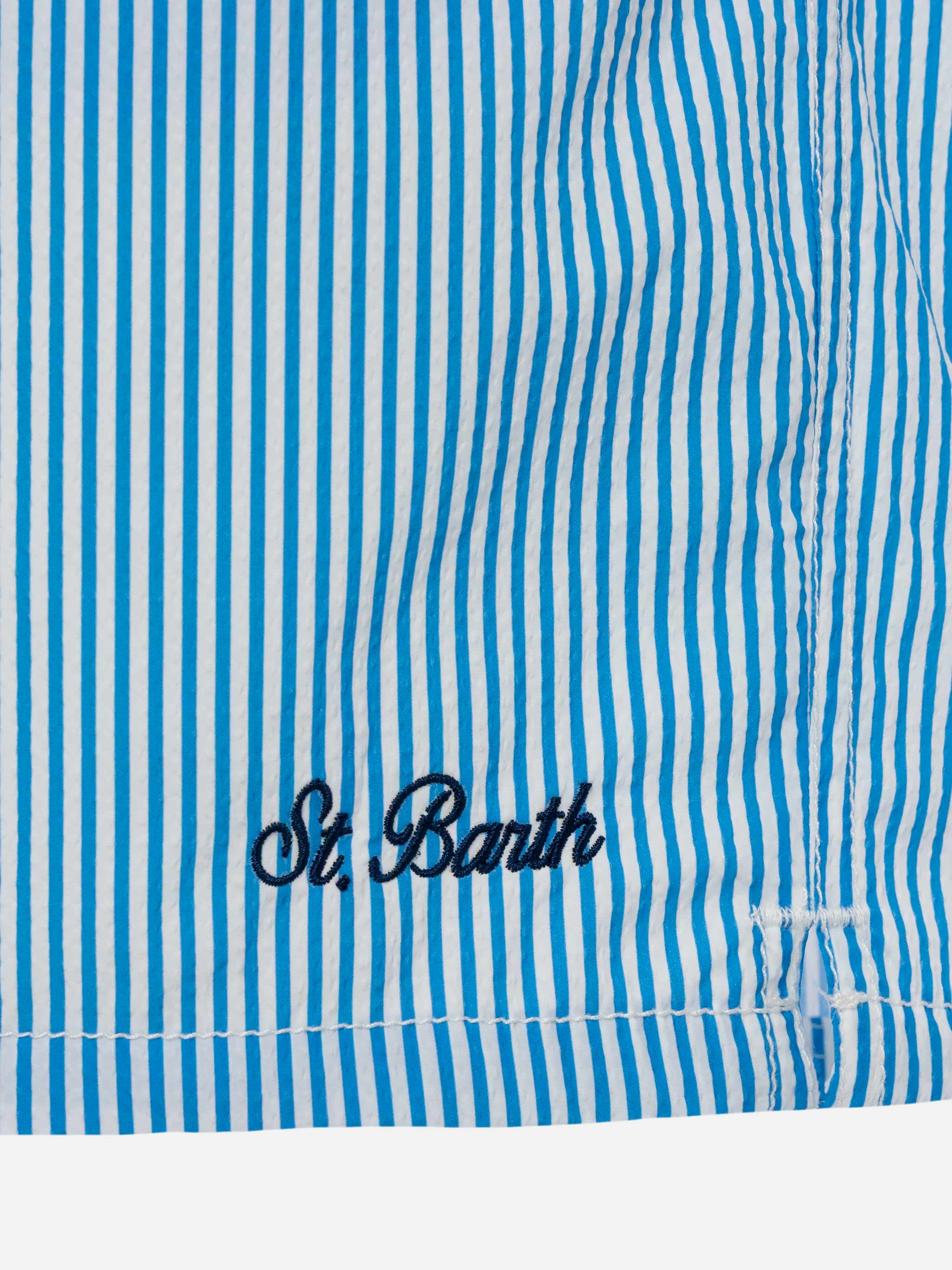 Seersucker bluette striped classic light swim shorts Patmos - Image 3
