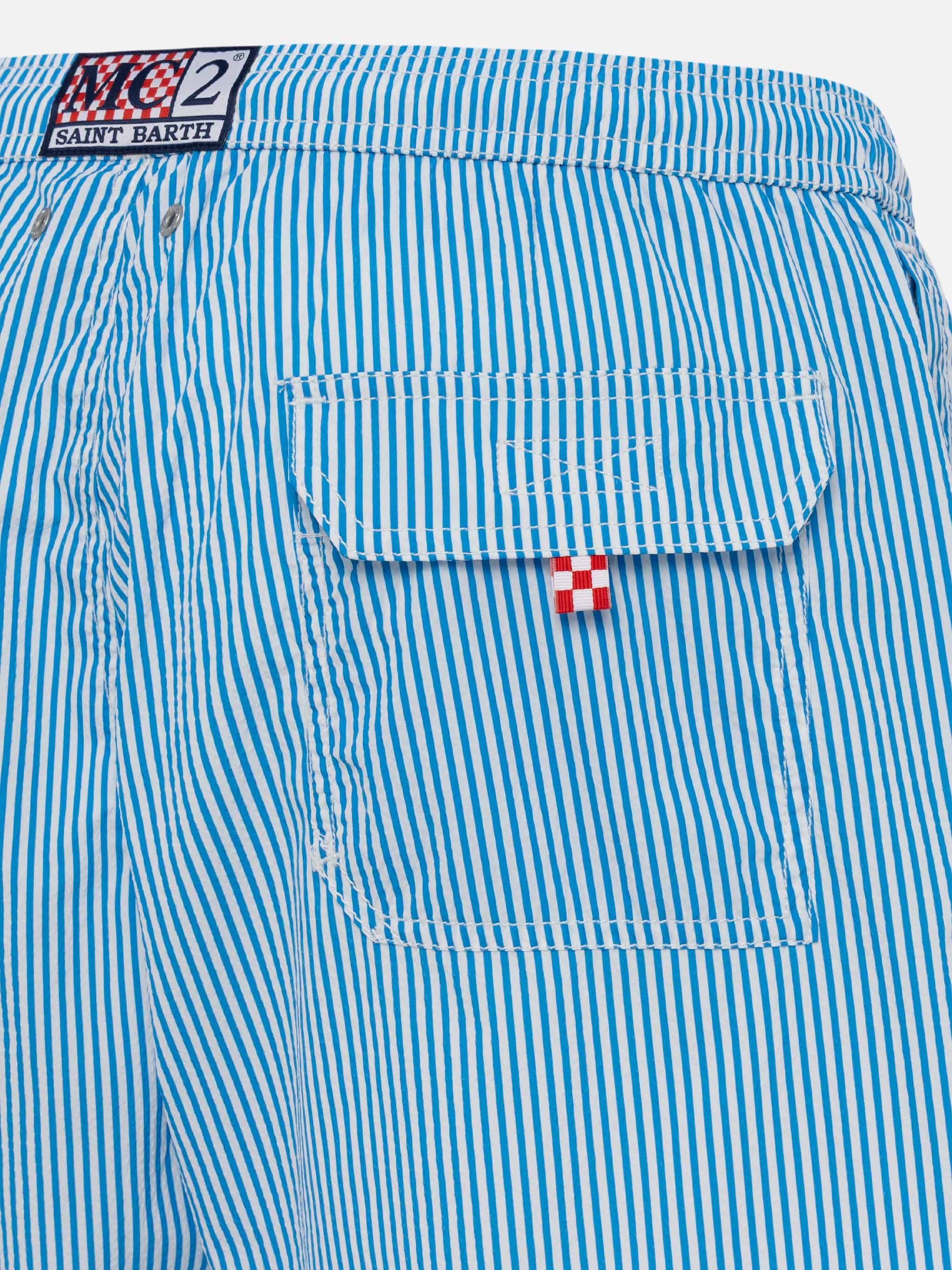 Seersucker bluette striped classic light swim shorts Patmos - Image 4