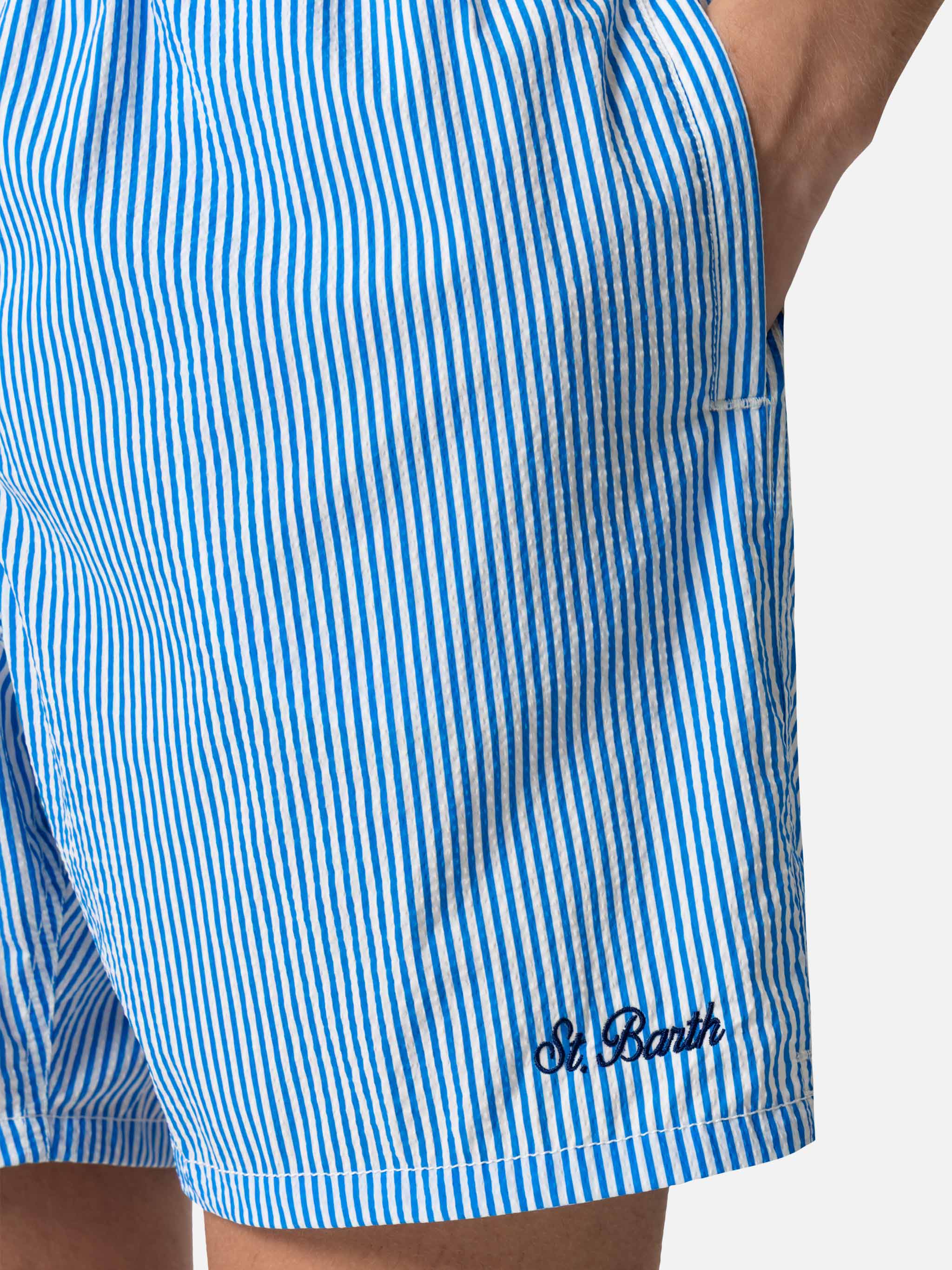 Seersucker bluette striped classic light swim shorts Patmos - Image 6