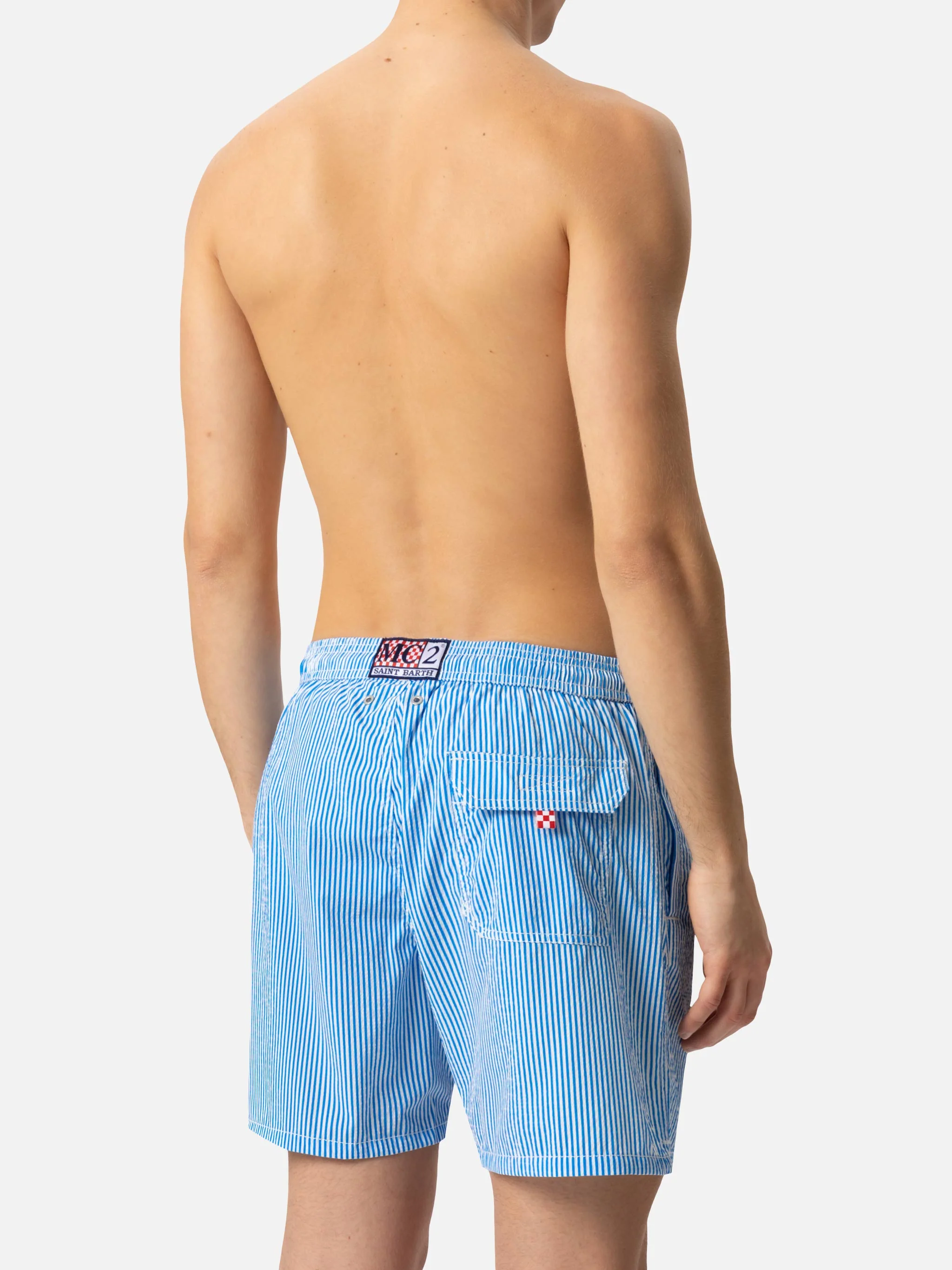 Seersucker bluette striped classic light swim shorts Patmos - Image 7