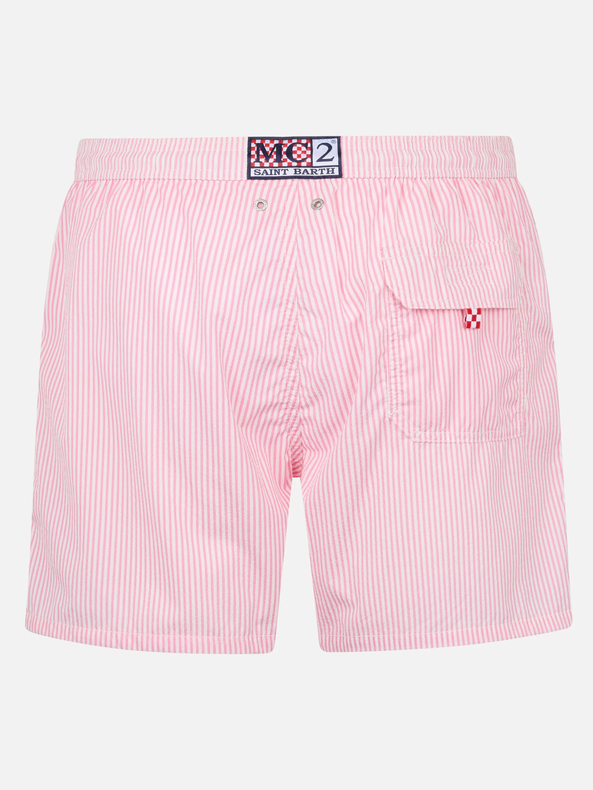 Seersucker pink striped classic light swim shorts Patmos - Image 2