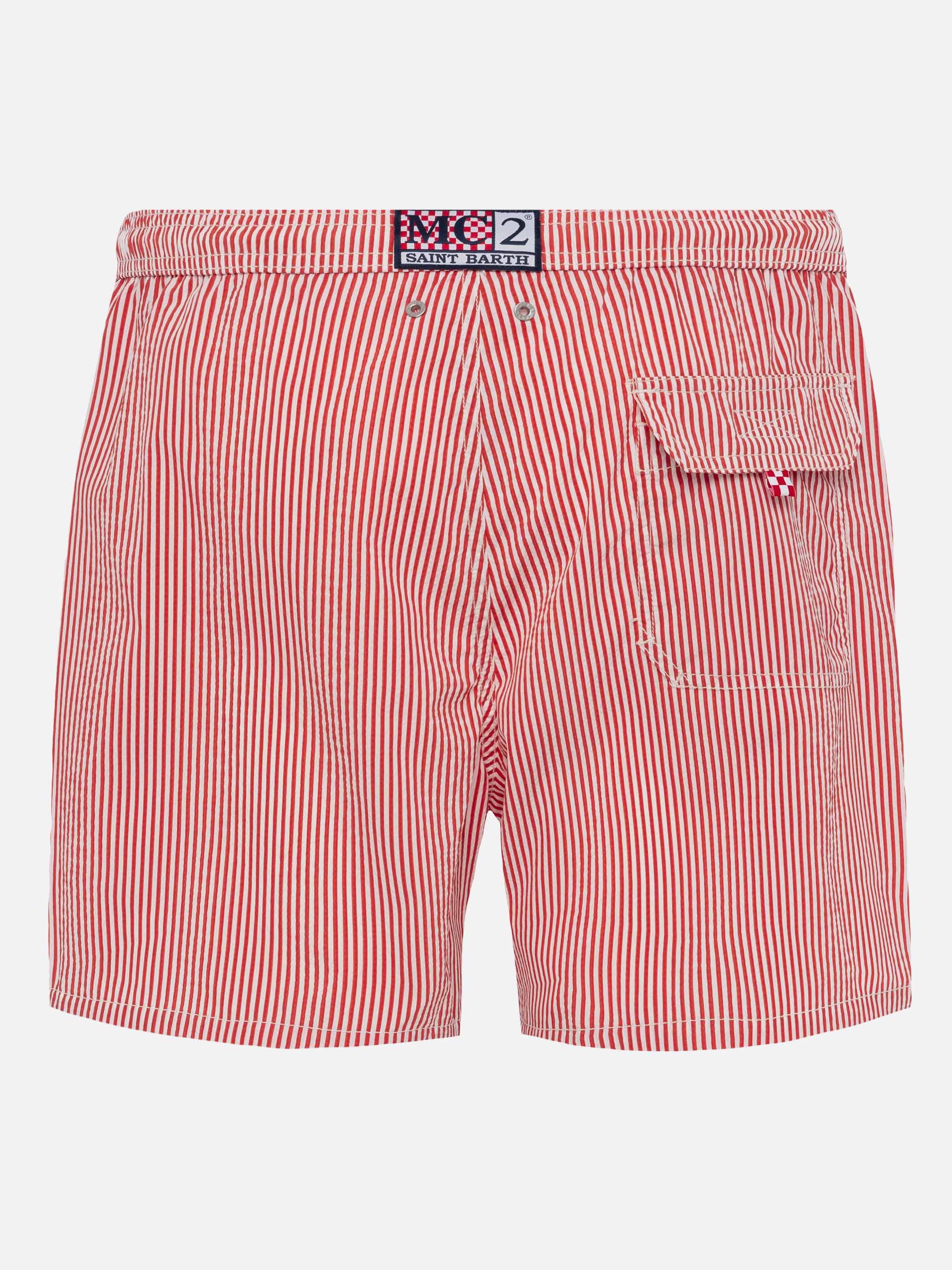 Seersucker red striped classic light swim shorts Patmos - Image 2