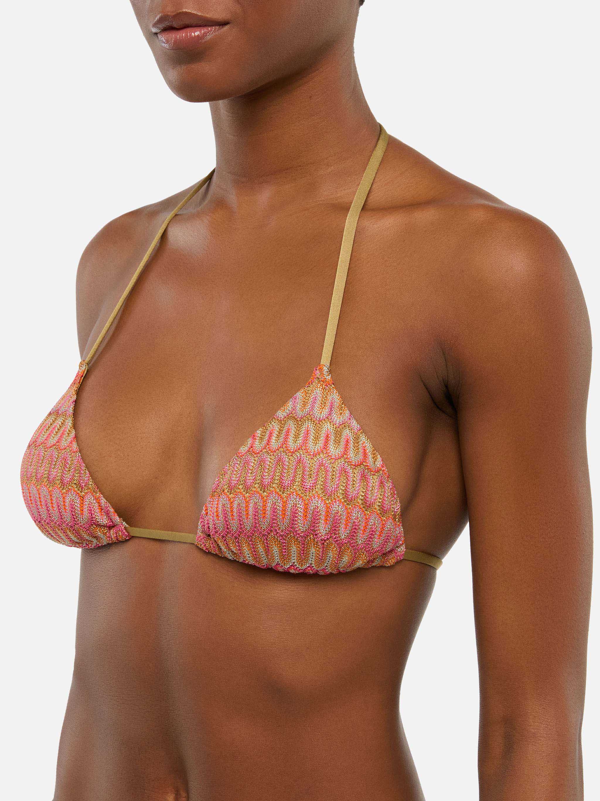 Seline triangle top in orange raschel fabric - Image 2