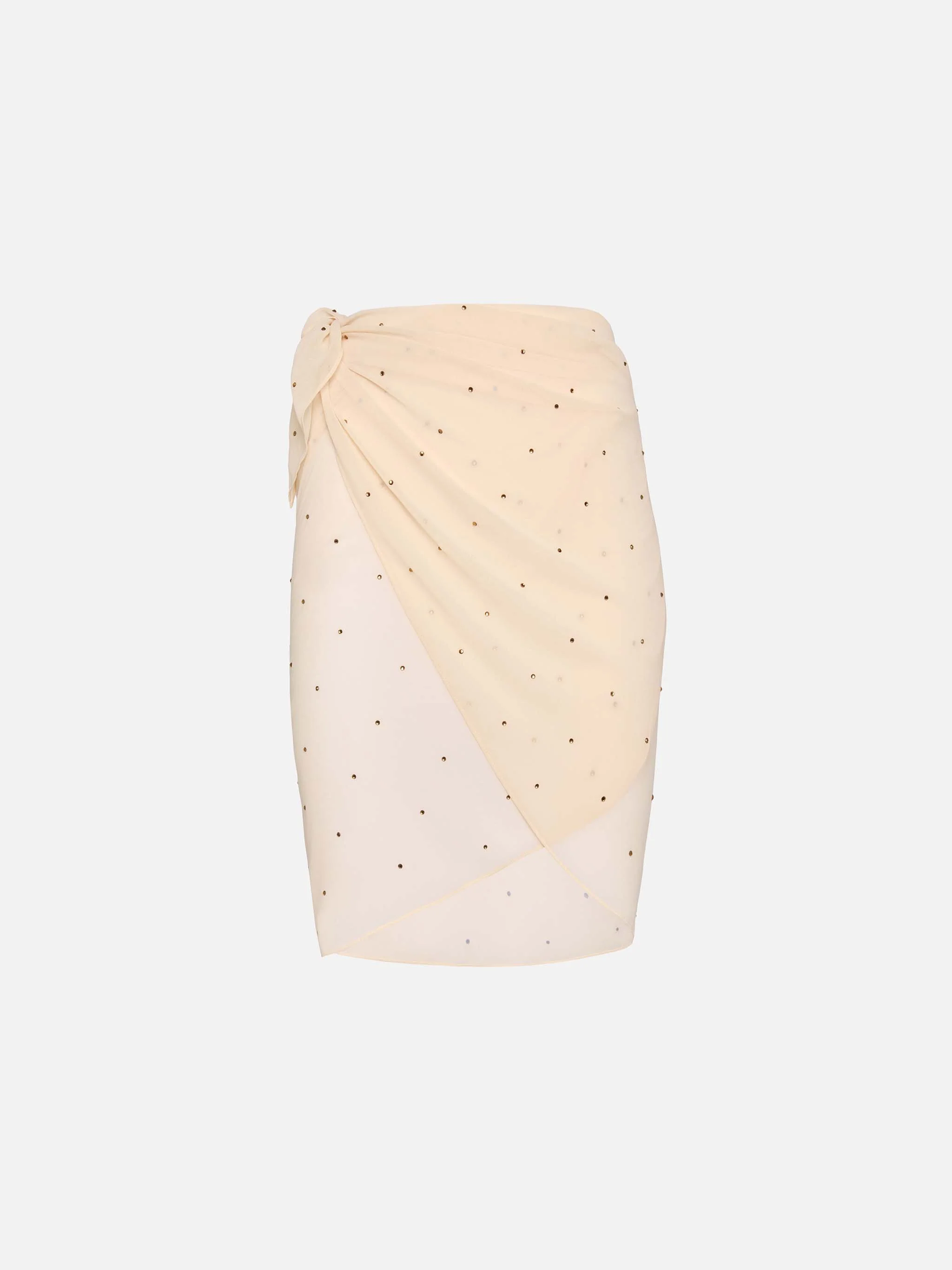 Sery short off-white georgette pareo with rhinestone embellishment - Image 4