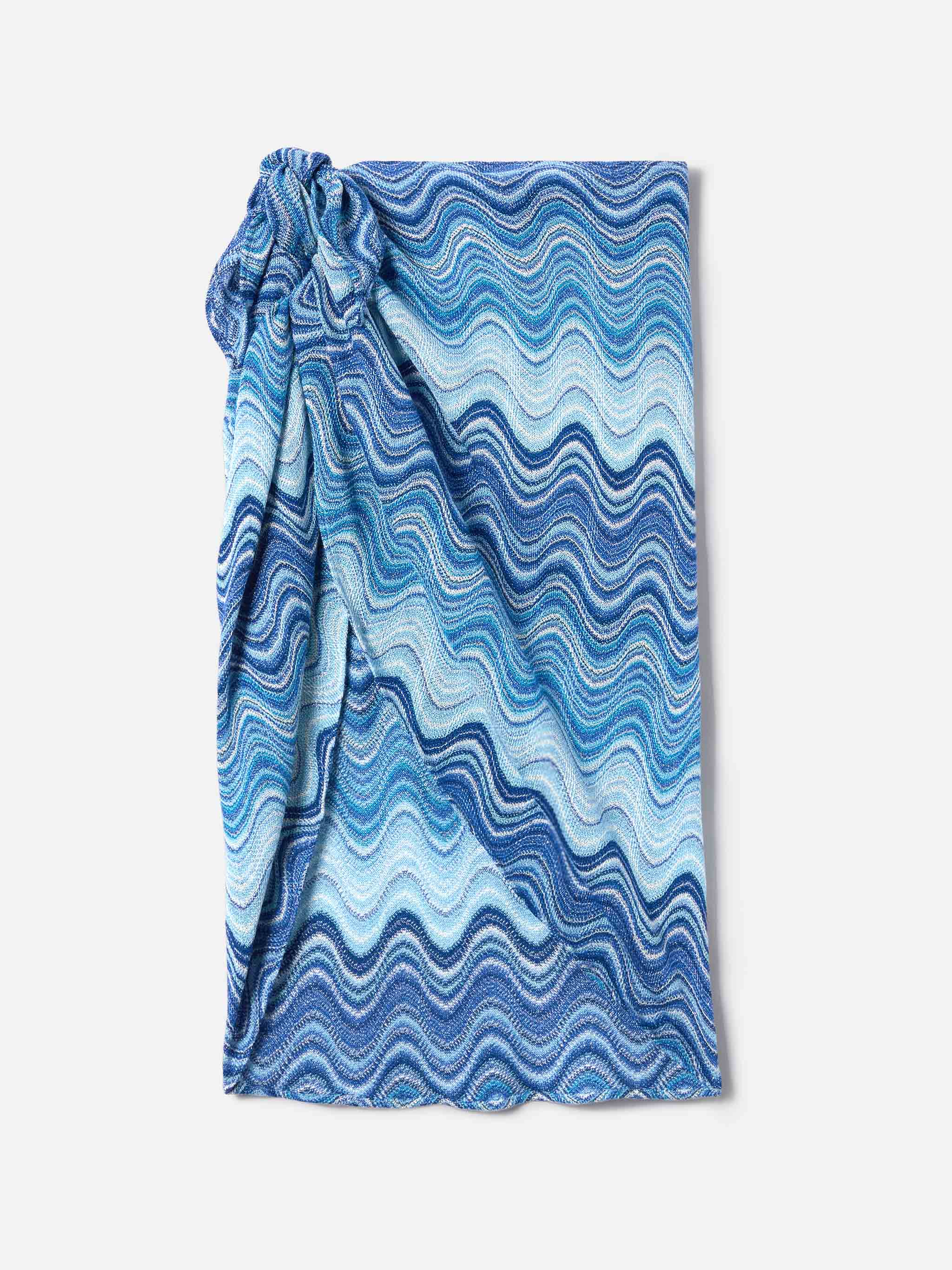Sery short pareo in light blue degradé raschel fabric - Image 5