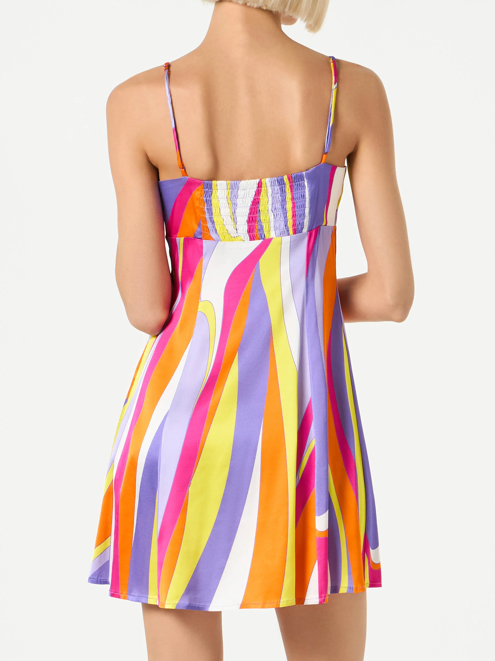 Creamy multicolor wave print viscose slip dress - Image 3
