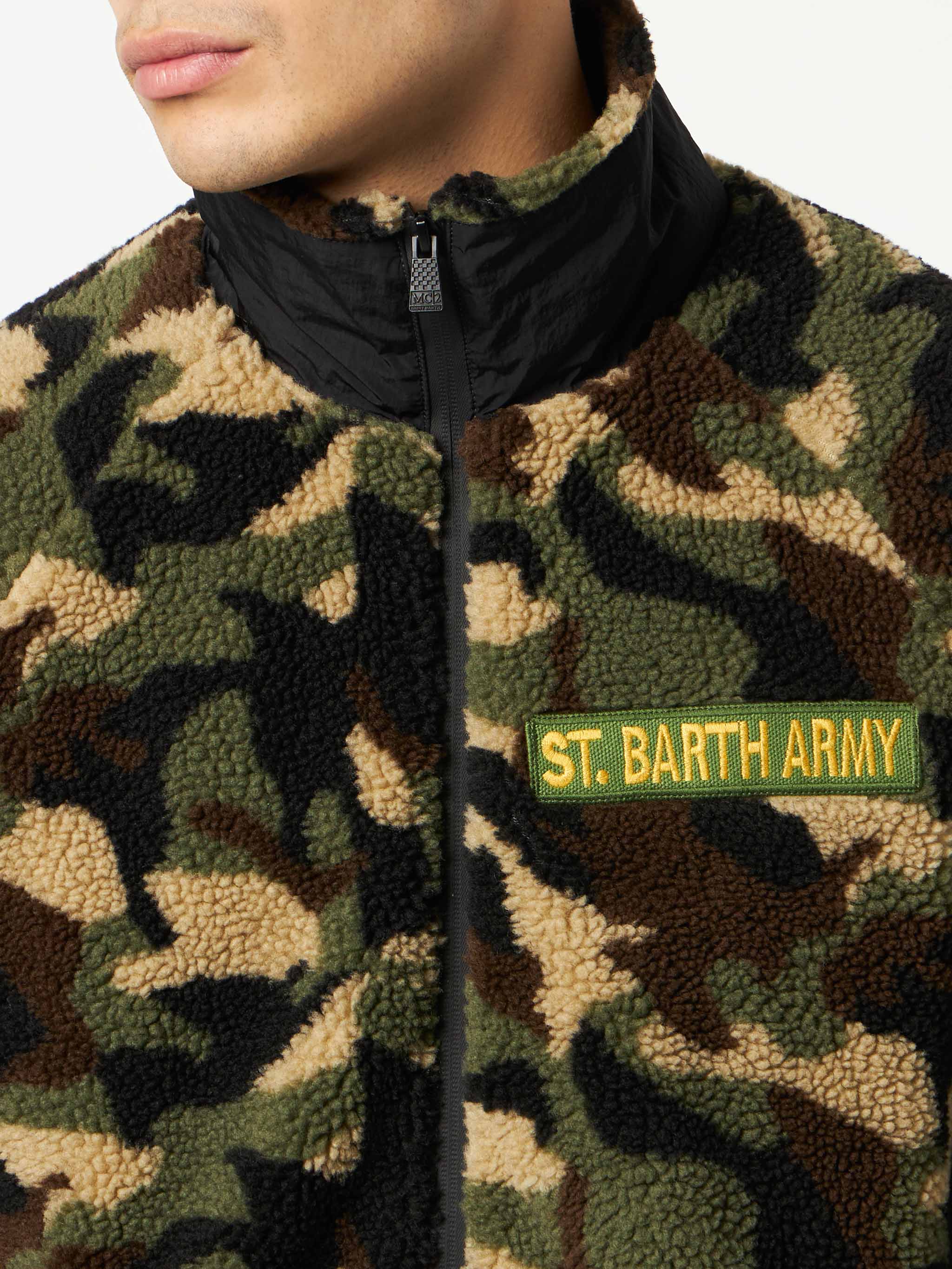 Sherpa jacket with patch - Image 2