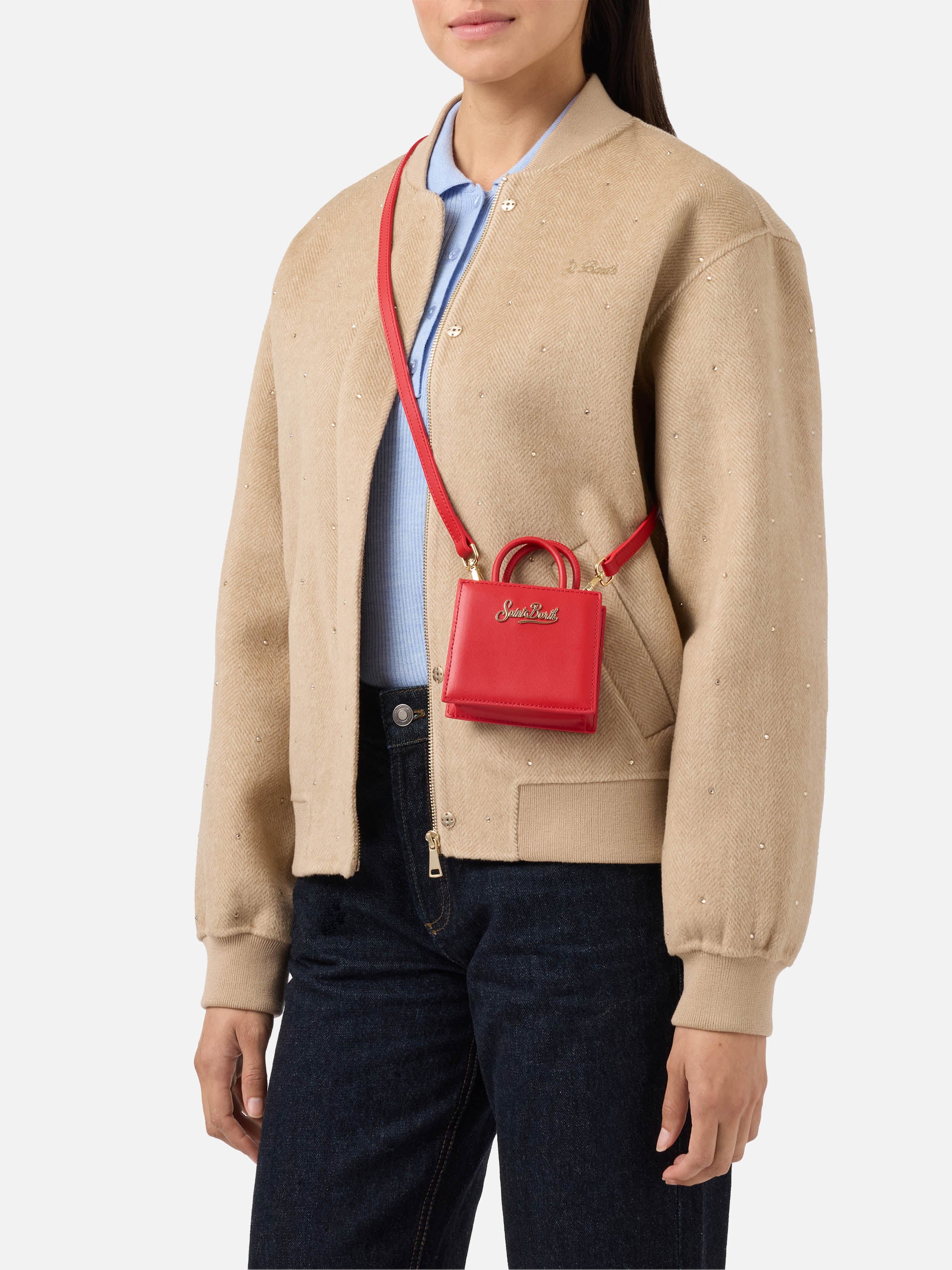 Shop Bag Micro Handbag in red leather - Image 2
