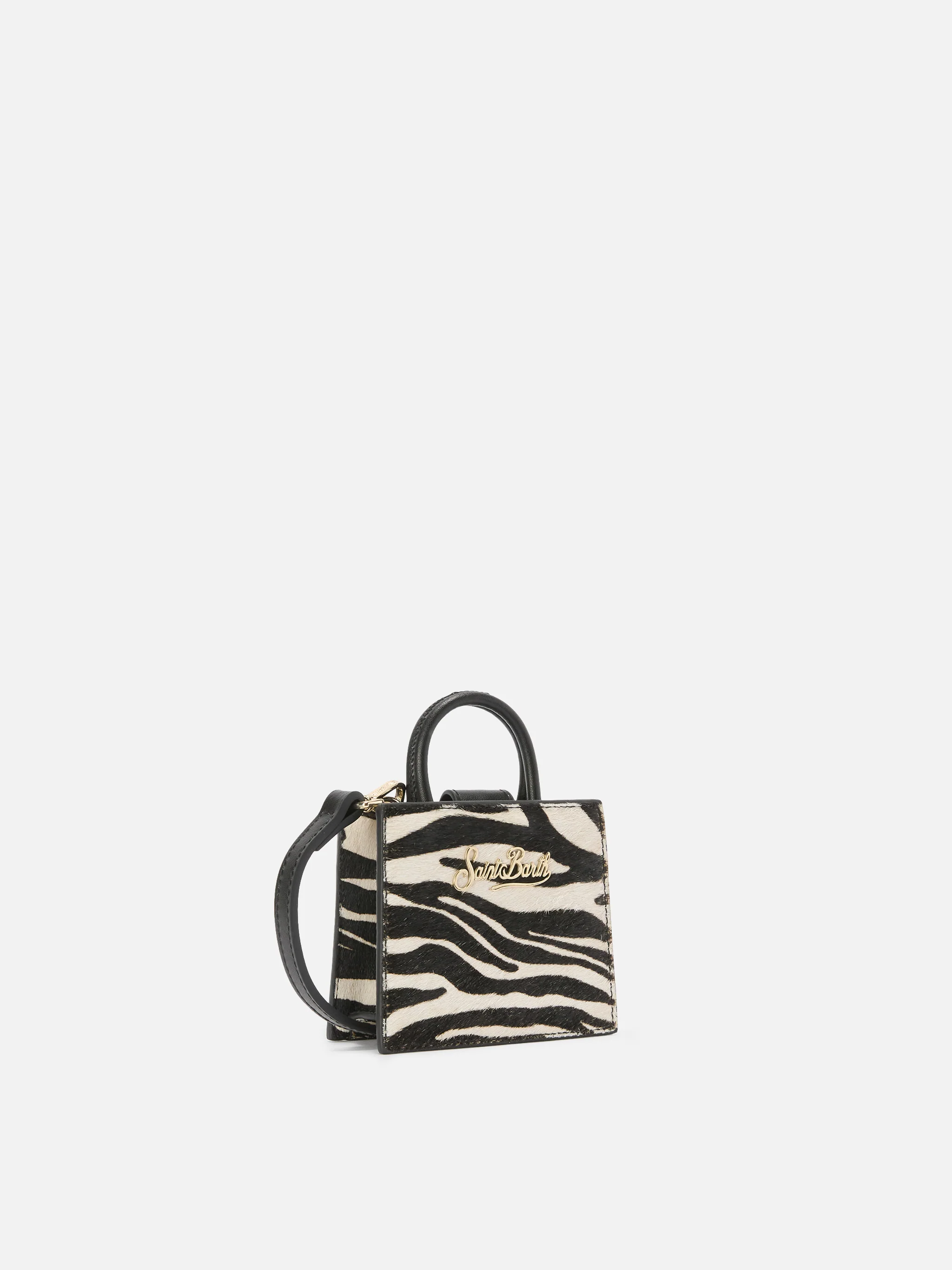 Shop Bag Micro Handbag in zebra-print pony skin leather - Image 3