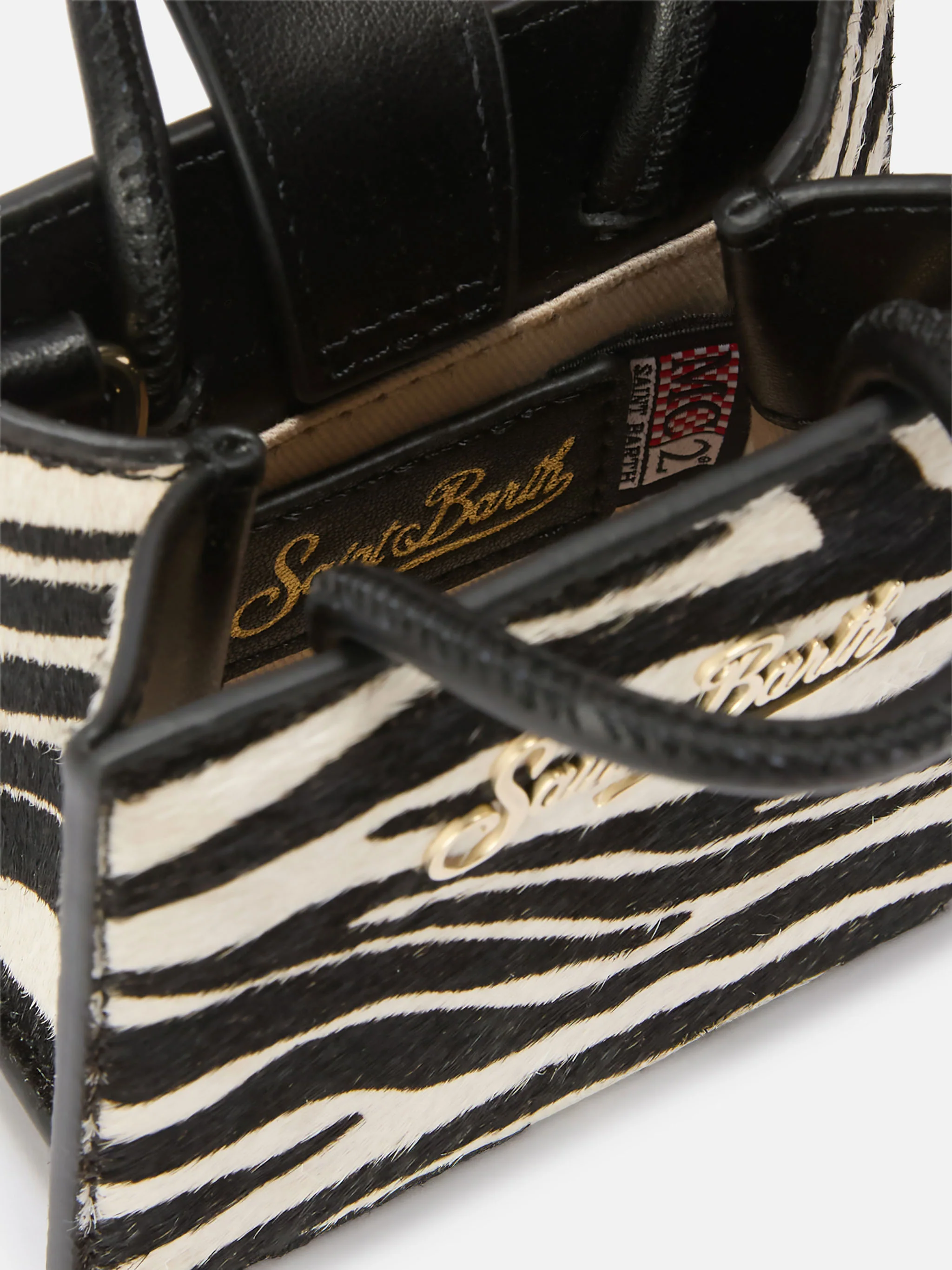Shop Bag Micro Handbag in zebra-print pony skin leather - Image 5