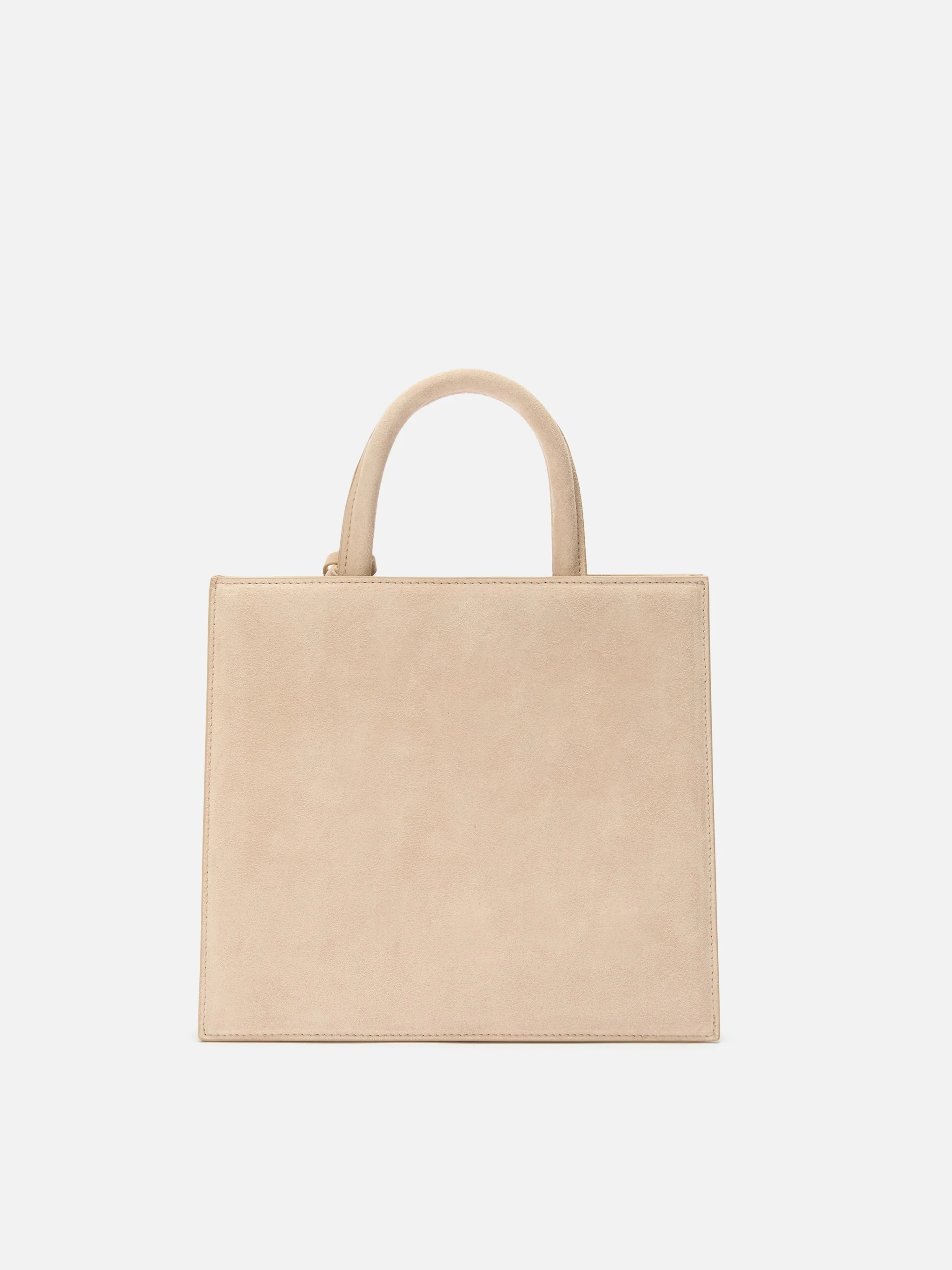 Shop Bag Midi Handbag in beige suede leather - Image 4
