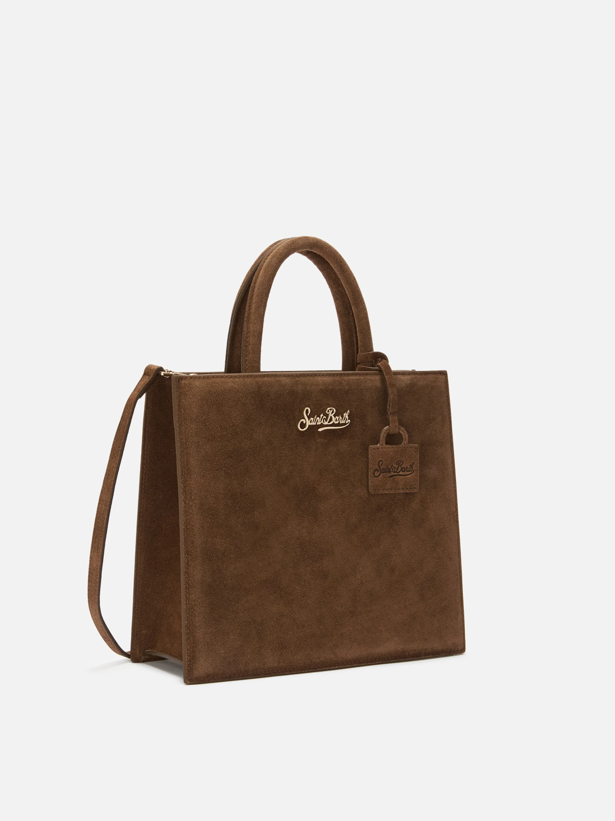 Shop Bag Midi Handbag in brown suede leather - Image 3