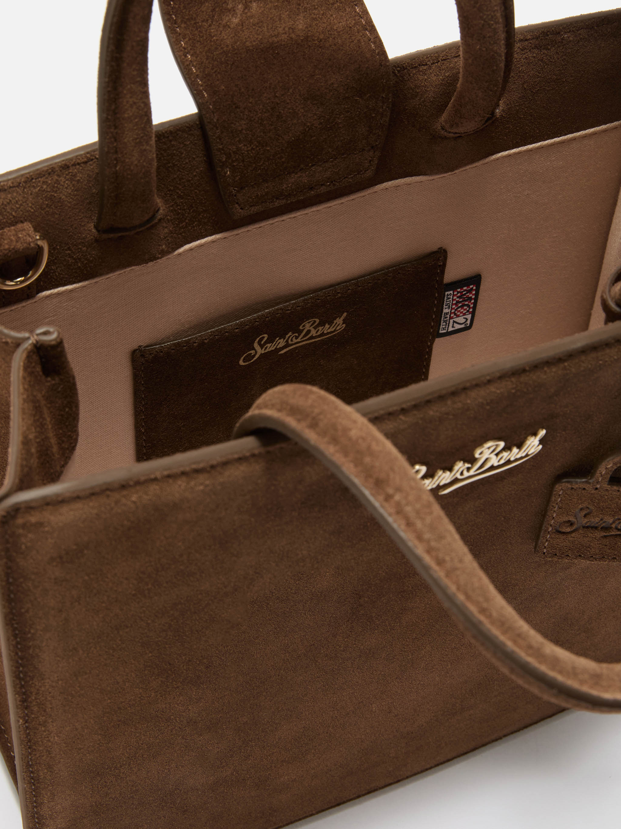 Shop Bag Midi Handbag in brown suede leather - Image 5