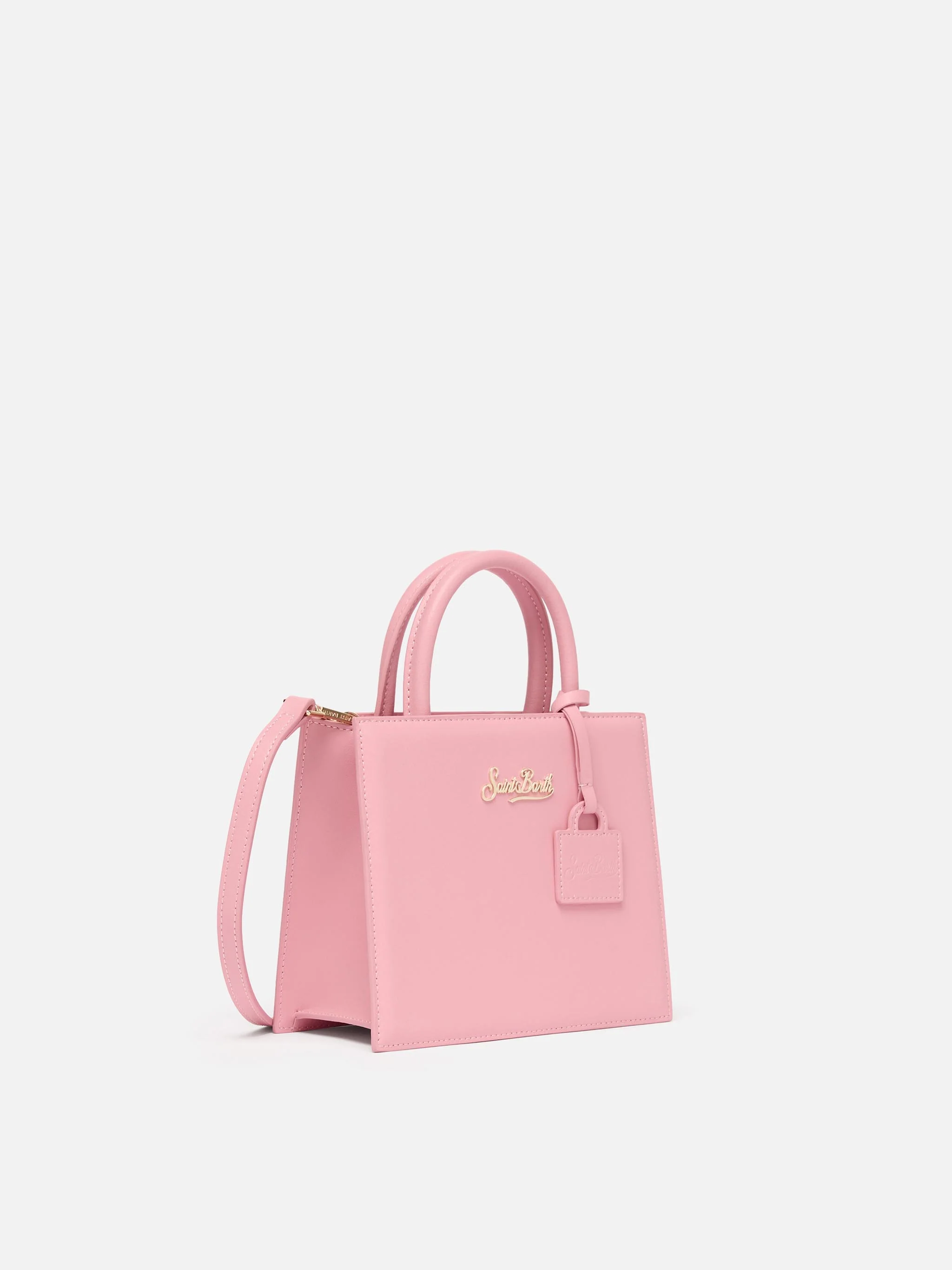 Shop Bag Mini in pastel pink leather - Image 3