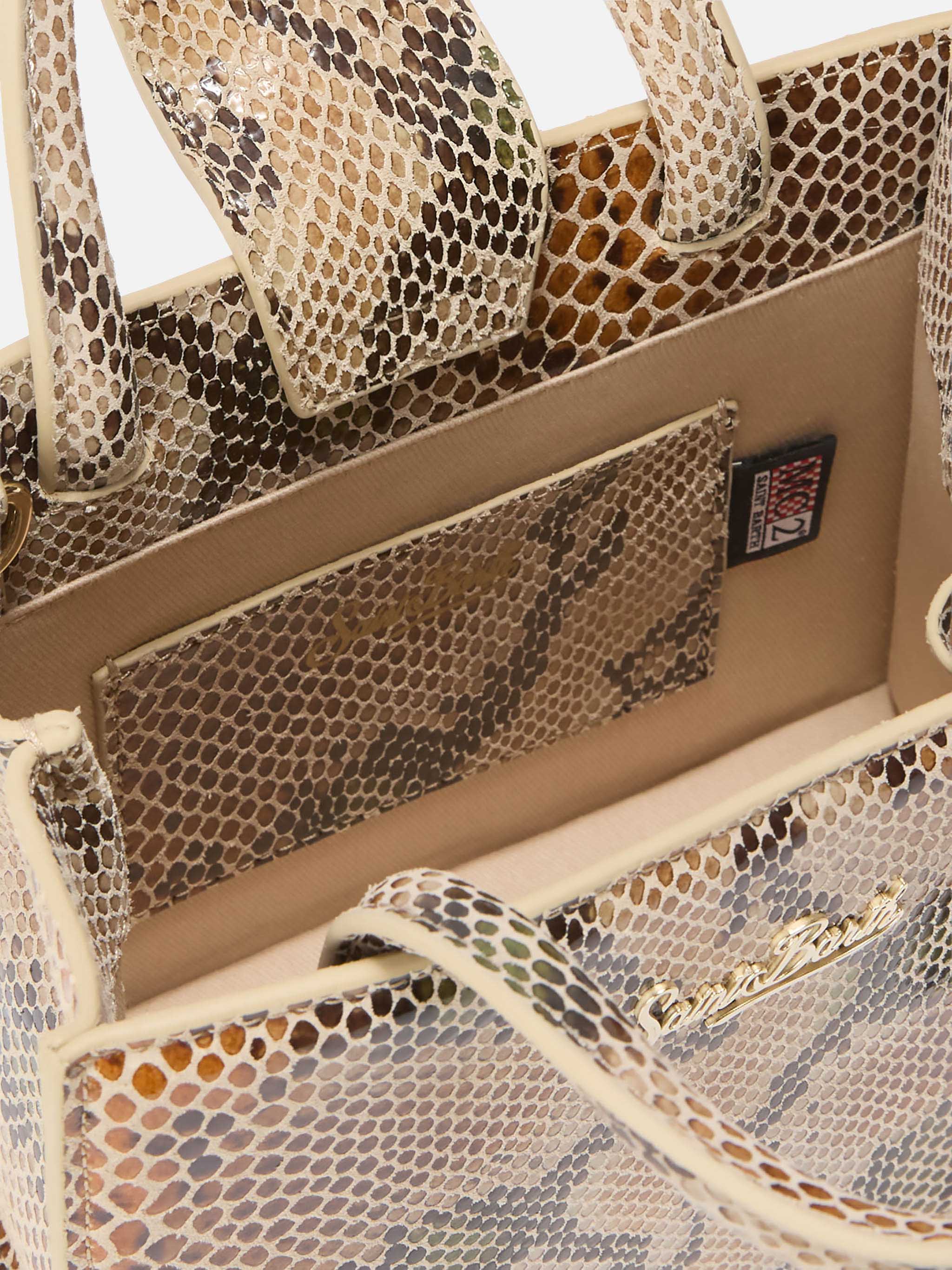 Shop Bag Mini beige python print bag - Image 5