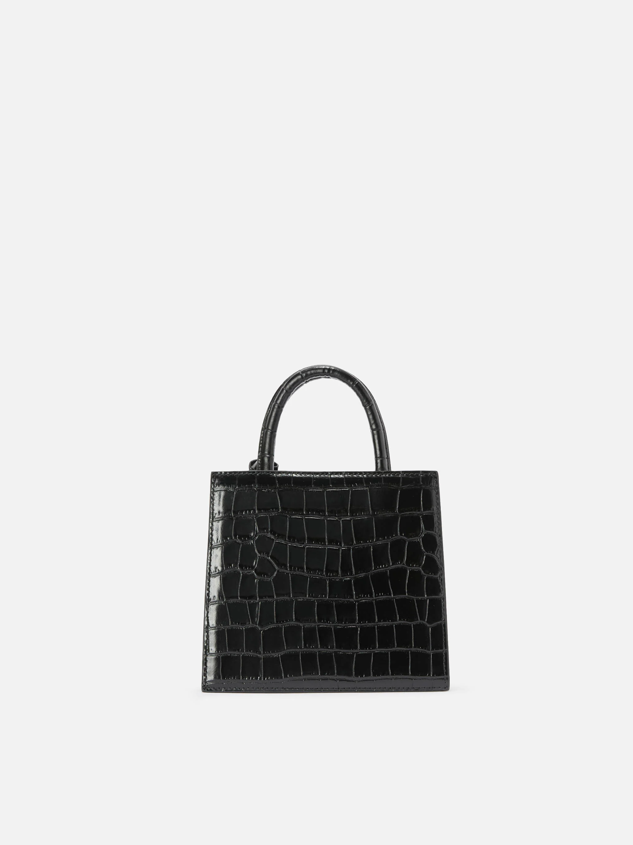 Shop Bag Mini Handbag in black crocodile-print leather - Image 4