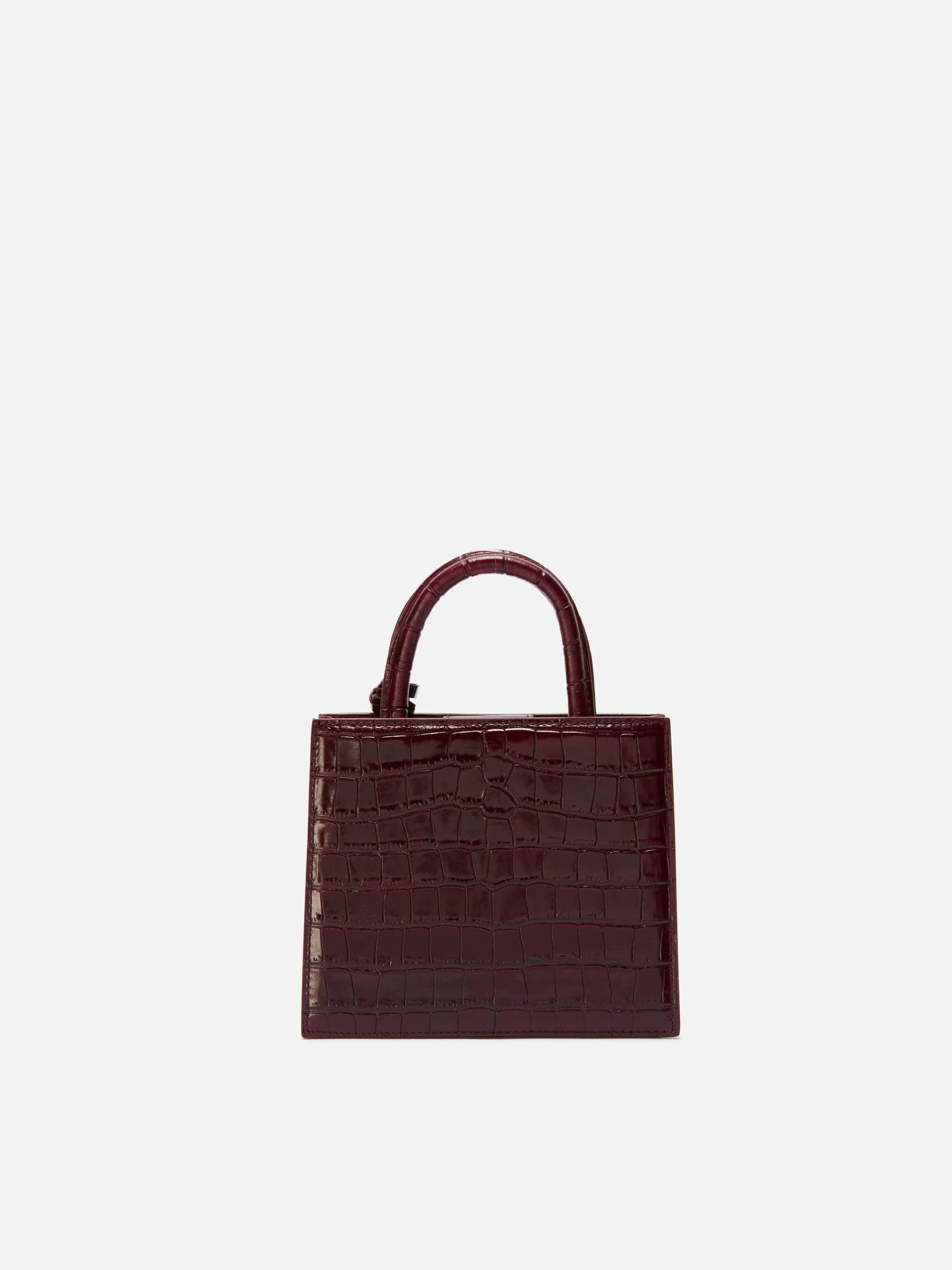 Shop Bag Mini Handbag in burgundy crocodile-print leather - Image 4