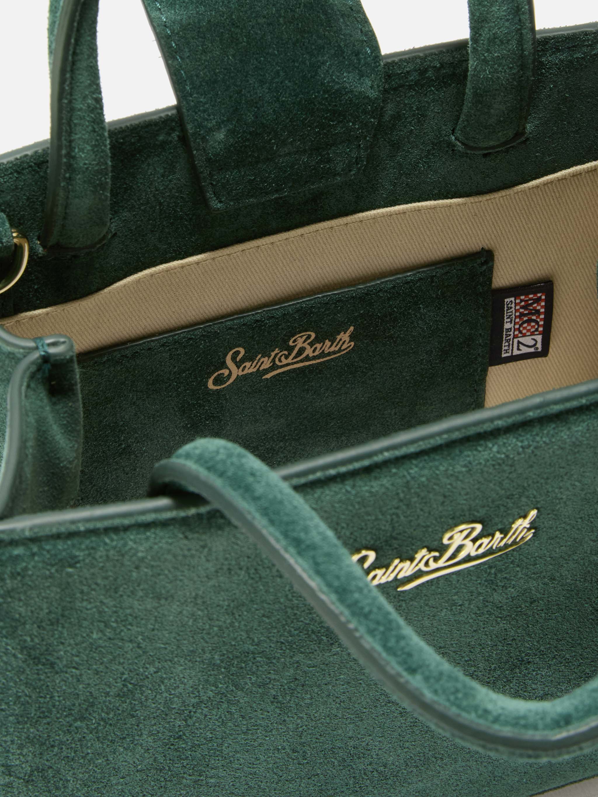 Shop Bag Mini Handbag in green suede leather - Image 5