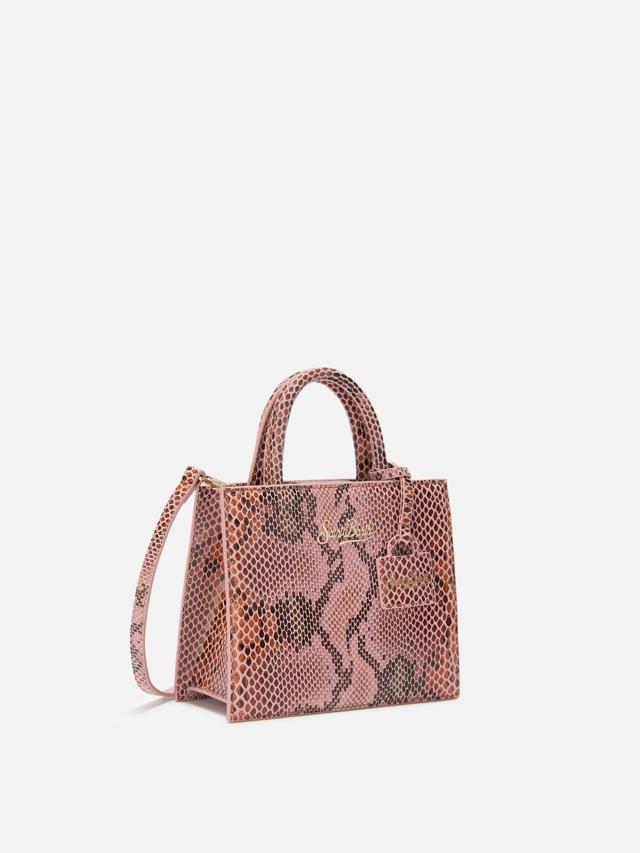 Shop Bag Mini pink python print bag - Image 3