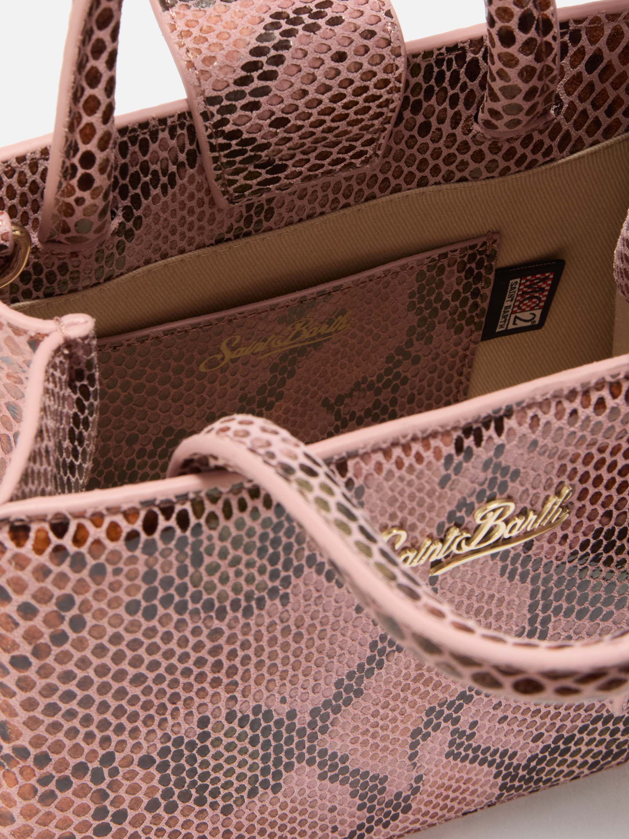 Shop Bag Mini pink python print bag - Image 5