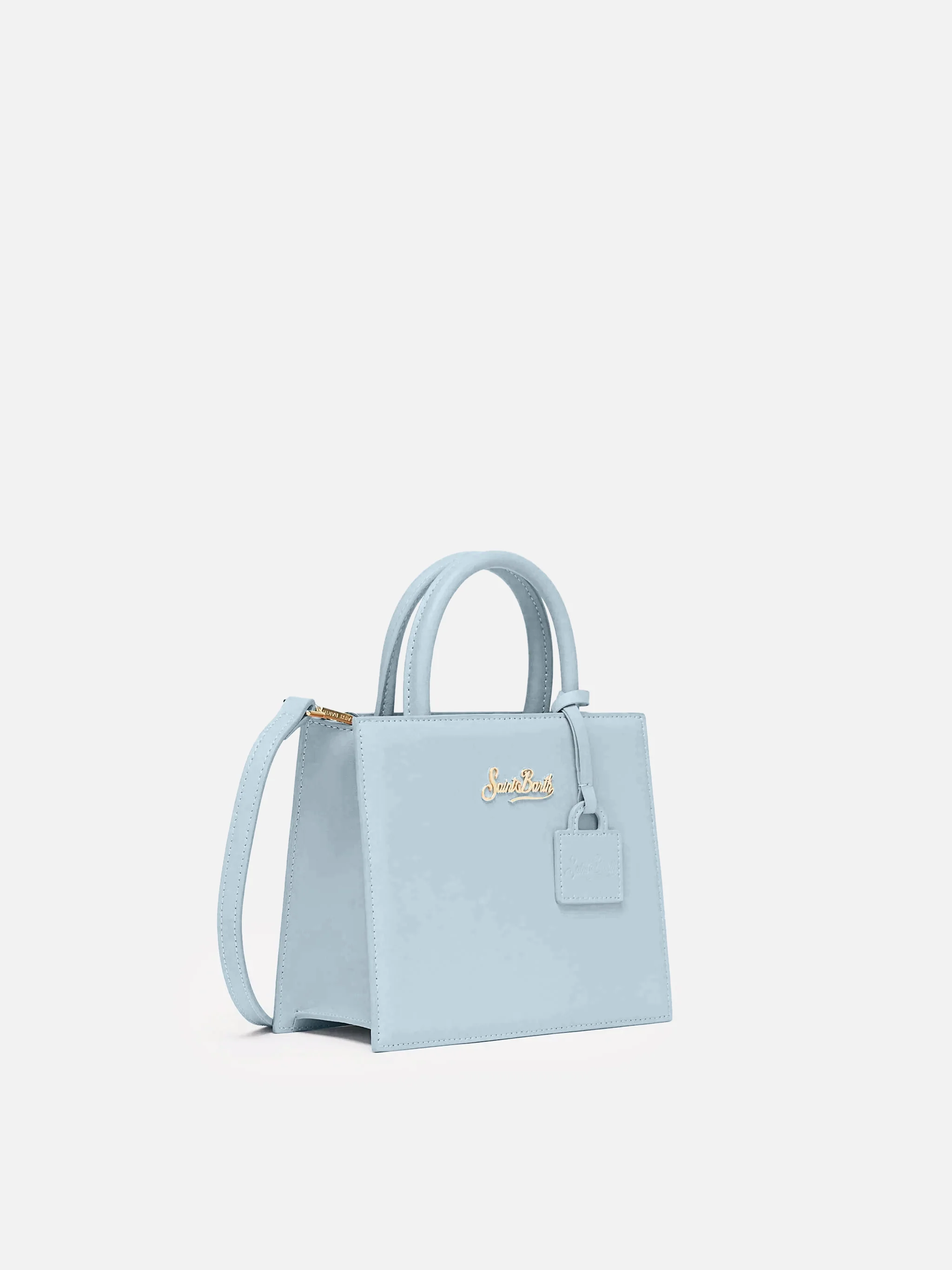 Shop Bag Mini in light blue leather - Image 2