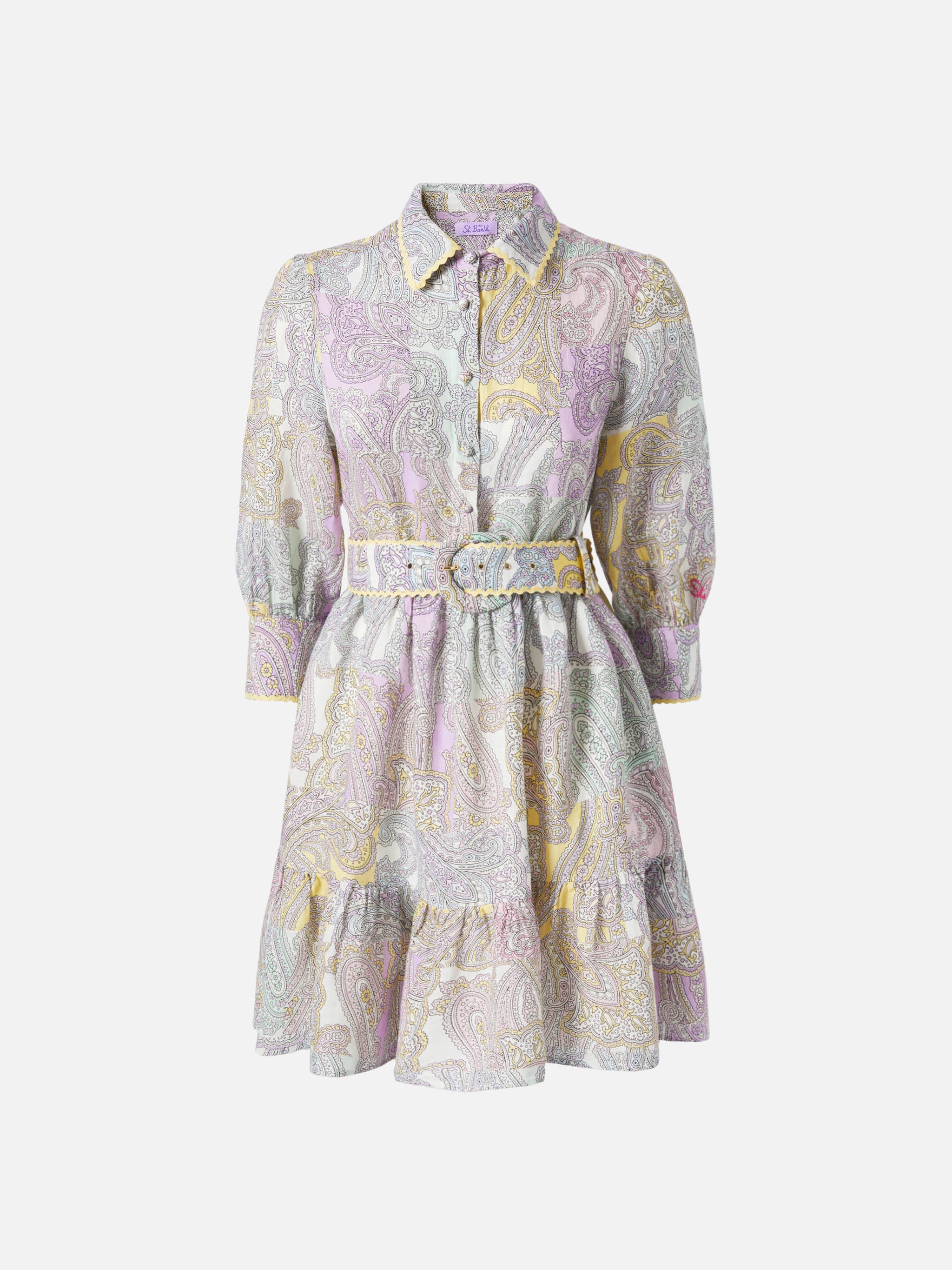 Short dress Daisi Linen with paisley print - Image 4
