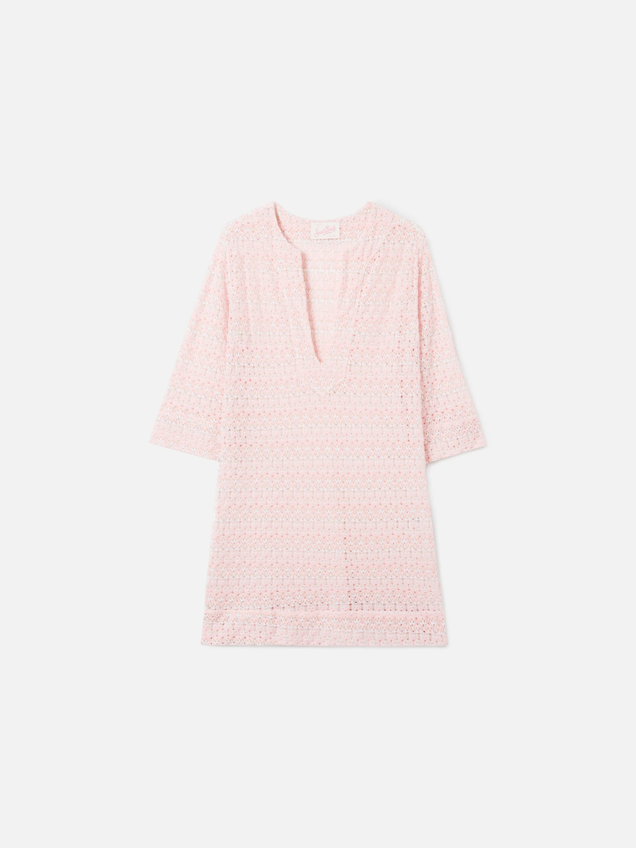 Short Macha dress in raschel fabric with floral motif - Image 4