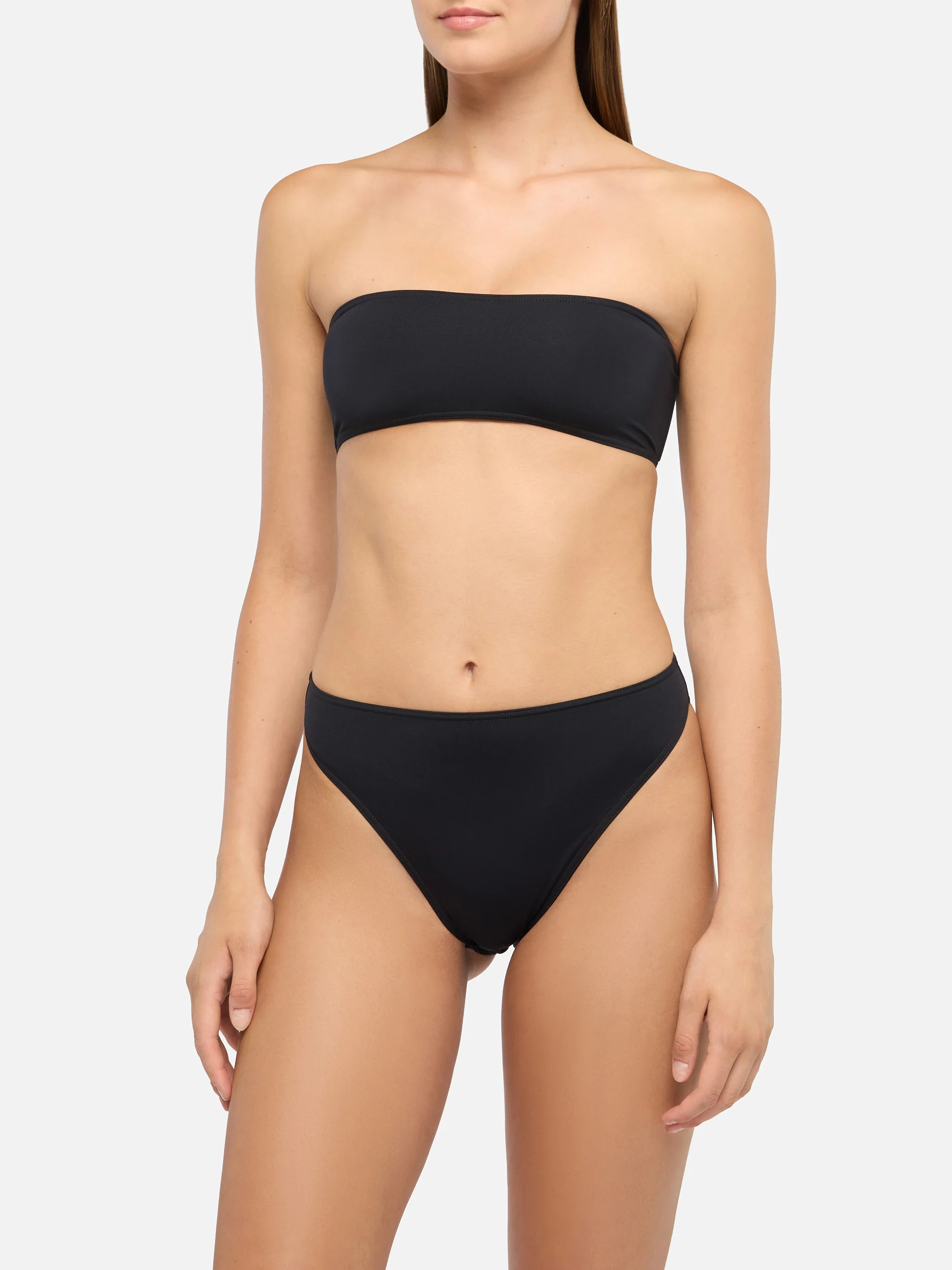 Bandeau bikini Rebby Sibilla with high waist high leg swim briefs in black - Image 2