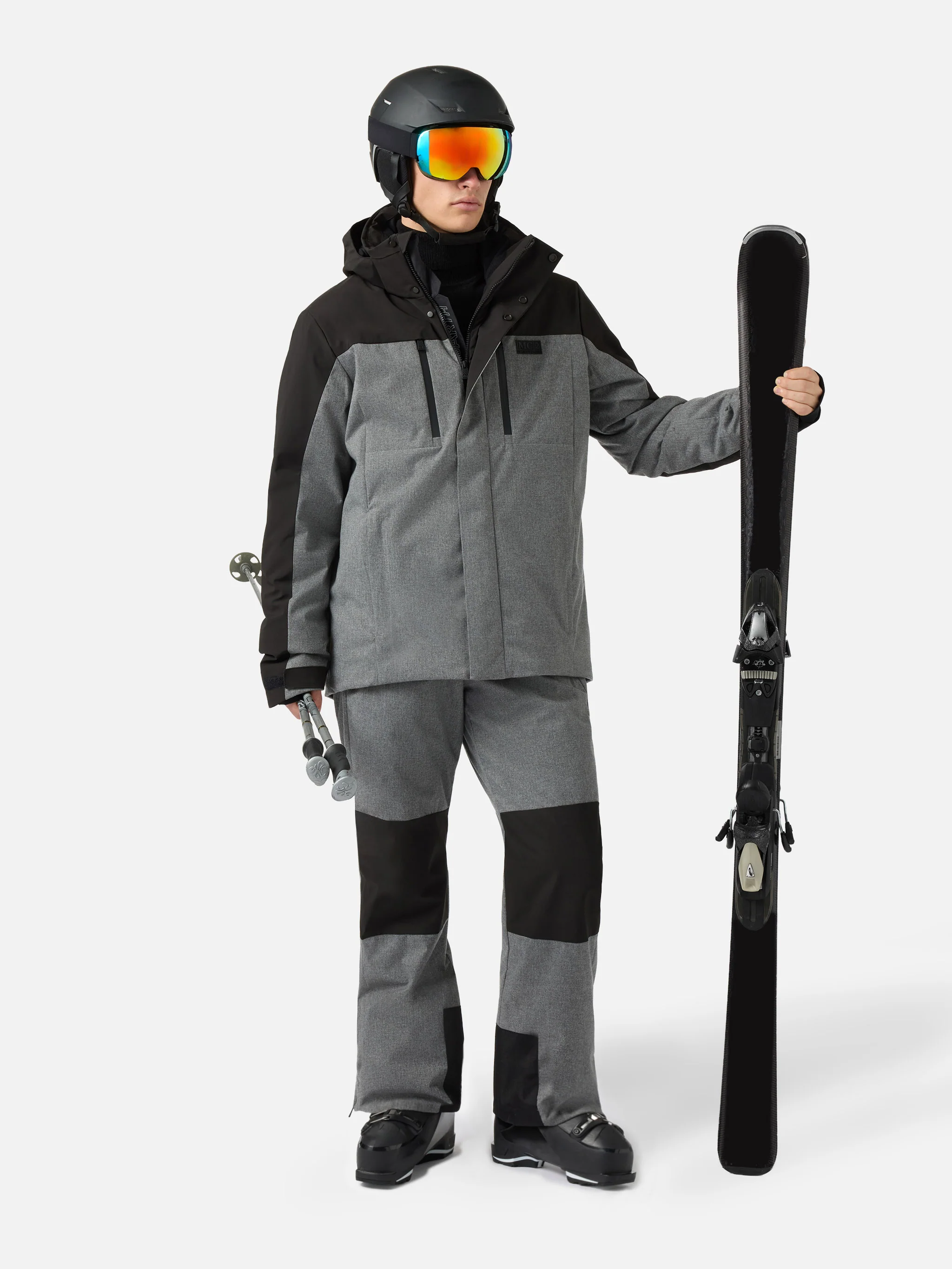 Ski jacket Greatscott in melange grey with Recco® technology - Image 2