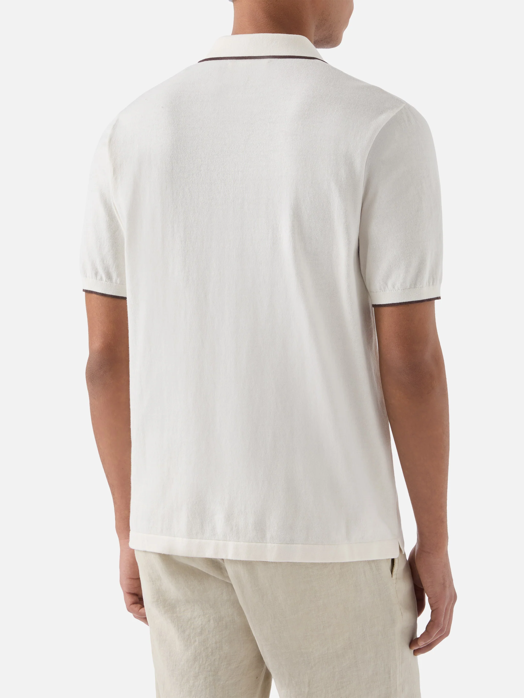 Sloan beige polo in premium high-twist cotton with contrast trims - Image 3